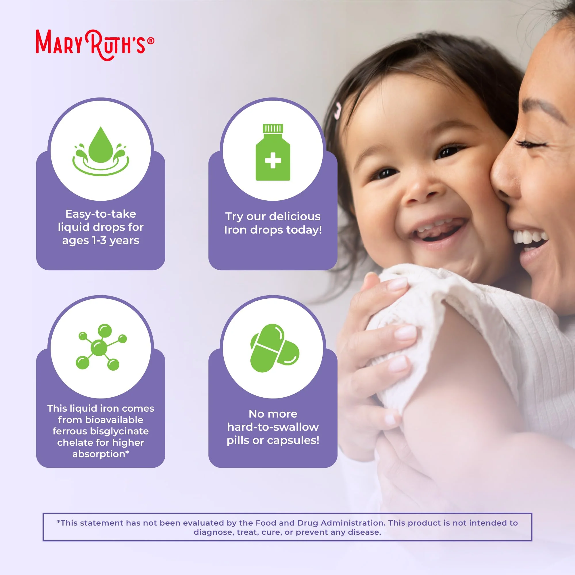 MaryRuth's Iron Supplement for Toddlers | Liquid Iron Supplement for Children Ages 1-3 | Iron Supplement for Iron Deficiency | Ferrochel | Sugar Free | Vegan | Non-GMO | Gluten Free | 2 Fl Oz - Image 5