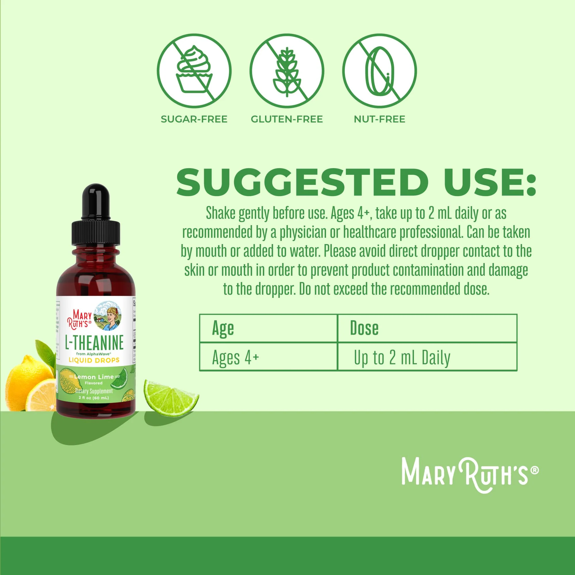 MaryRuth's L Theanine 200mg Liquid Drops | Mood Support for Adults & Kids | Focus Supplement | Natural Sleep Support | Vegan | Non-GMO | Gluten Free | 30 Servings - Image 8