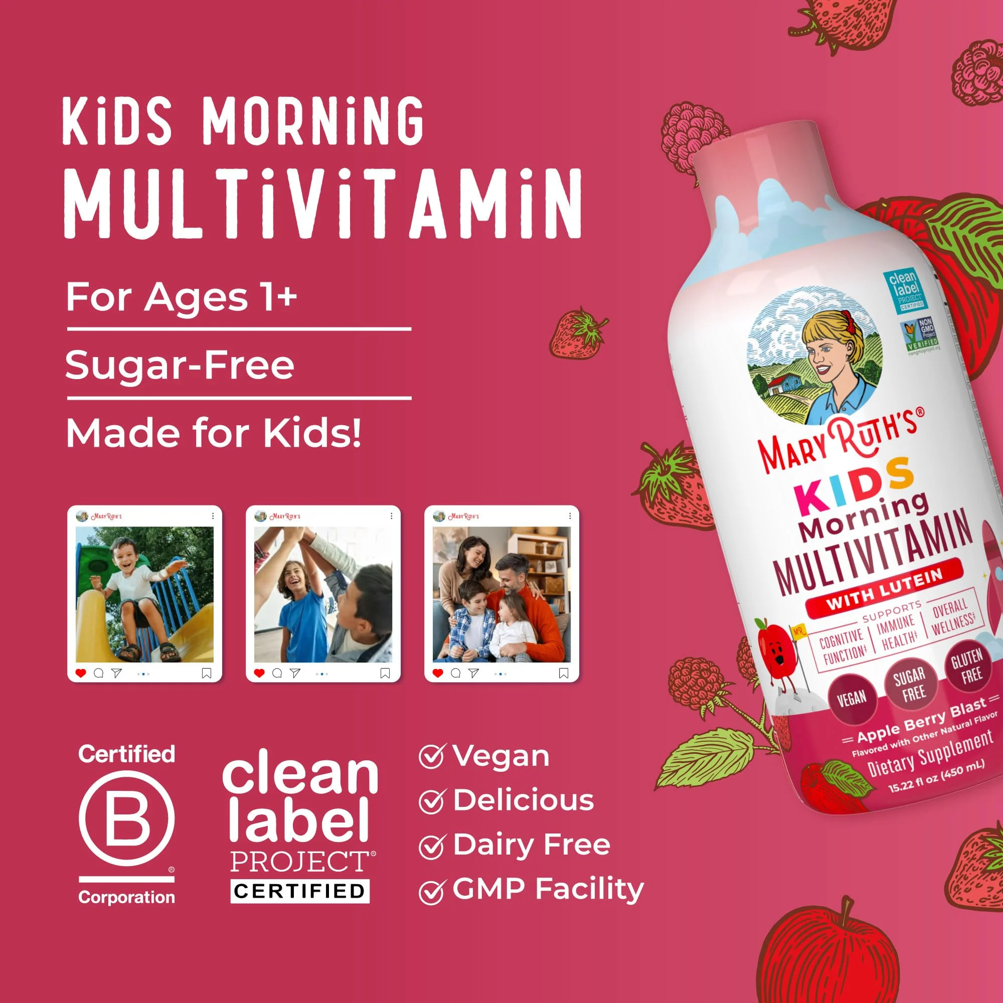 MaryRuth's Liquid Morning Multivitamin for Kids | Kids Multivitamin | Immune Support Supplement | Vitamin C | Vitamin D | Essential Nutrients | Vegan | 30-180 Servings | 15.22 fl oz - Image 3