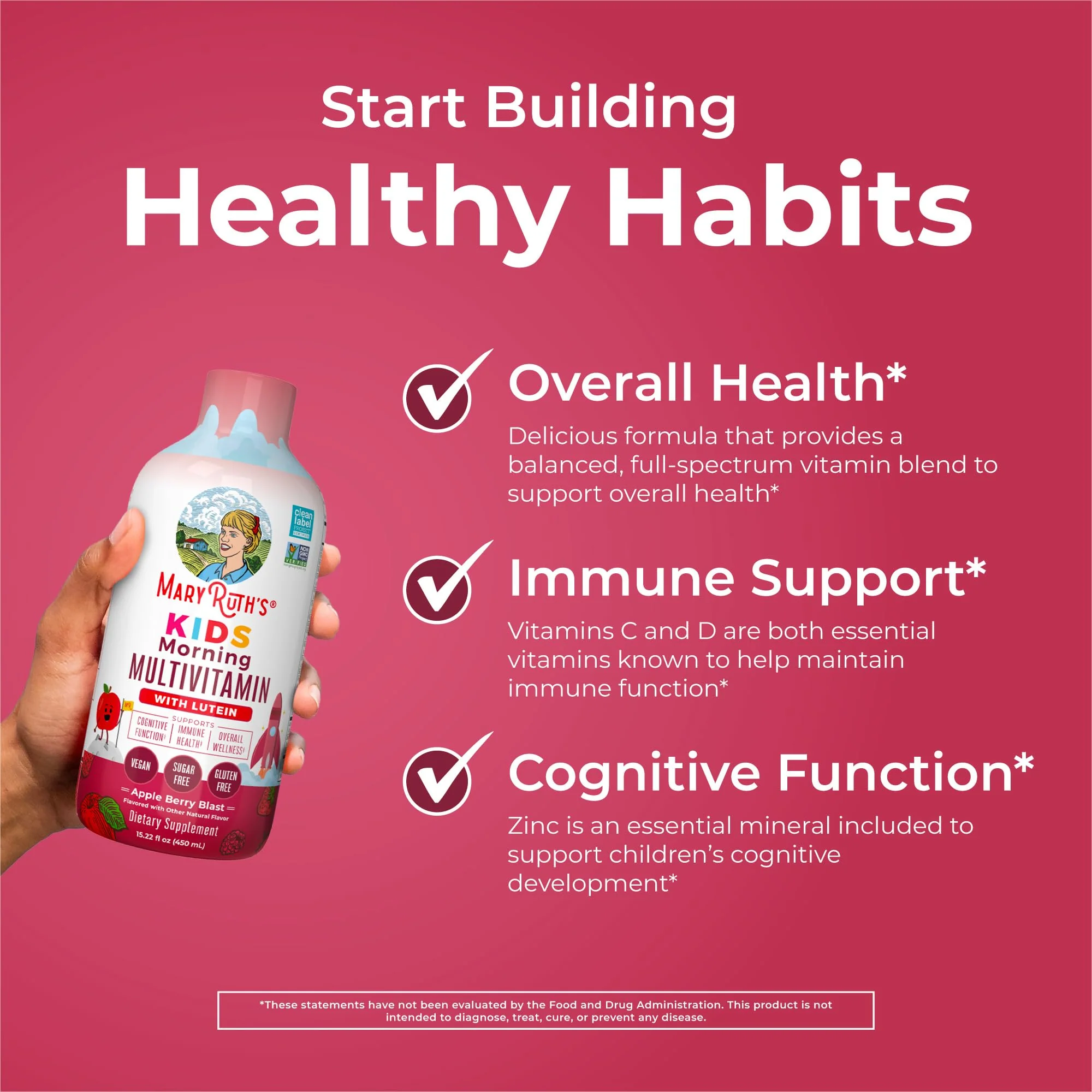 MaryRuth's Liquid Morning Multivitamin for Kids | Kids Multivitamin | Immune Support Supplement | Vitamin C | Vitamin D | Essential Nutrients | Vegan | 30-180 Servings | 15.22 fl oz - Image 6