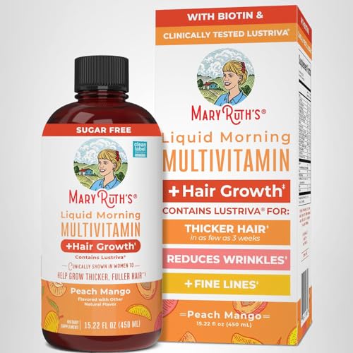 MARYRUTH'S Liquid Multivitamin+Hair Growth | Biotin 10000mcg | Lustriva Hair Growth Supplement | Clinically Tested in Women for Thicker Hair&Facial Wrinkle | Skin Care | Ages 18+ | 15.22 Fl Oz - Image 2