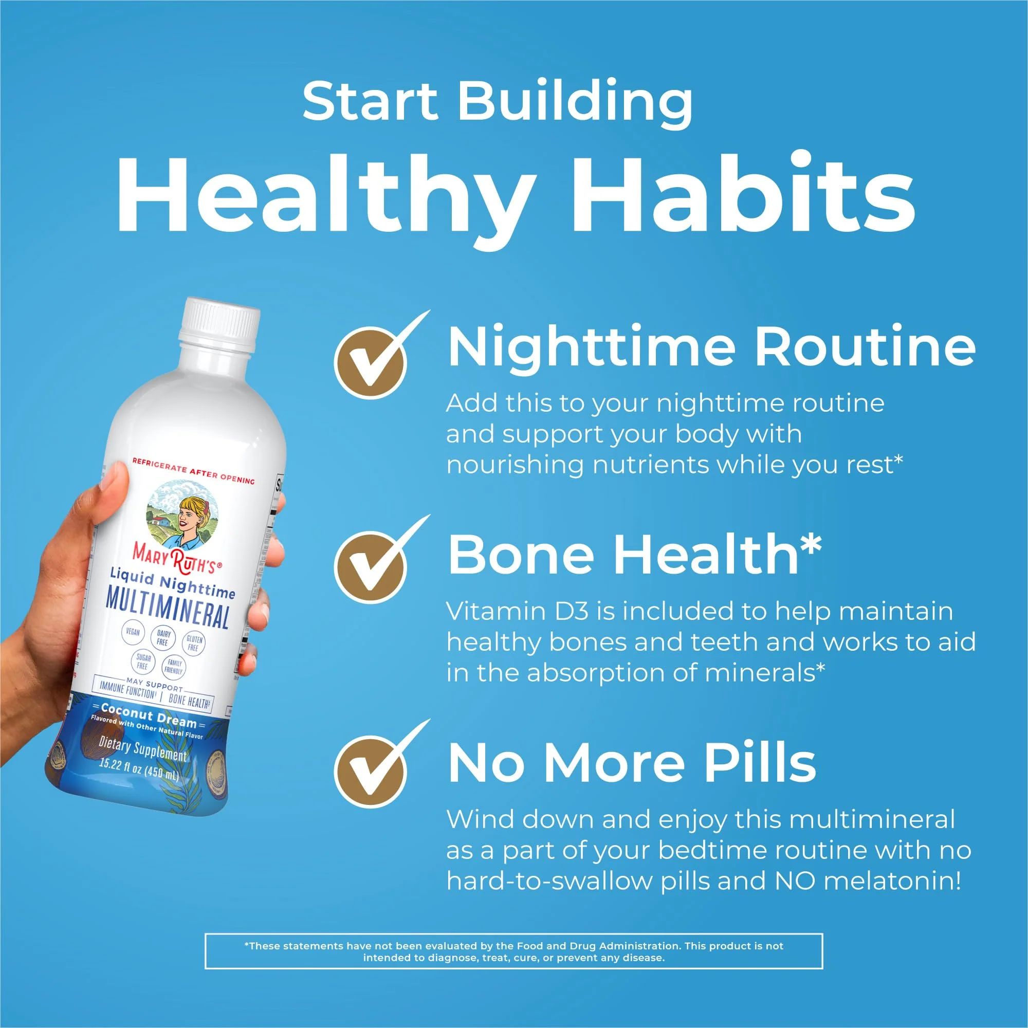 MaryRuth's Liquid Nighttime Multimineral | No Melatonin | Bedtime Routine | Magnesium Citrate | Calcium | Zinc | Vitamin D3| Available in 4 Flavor - Vegan | Sugar Free | Gluten Free | 15.22 Oz - Image 6