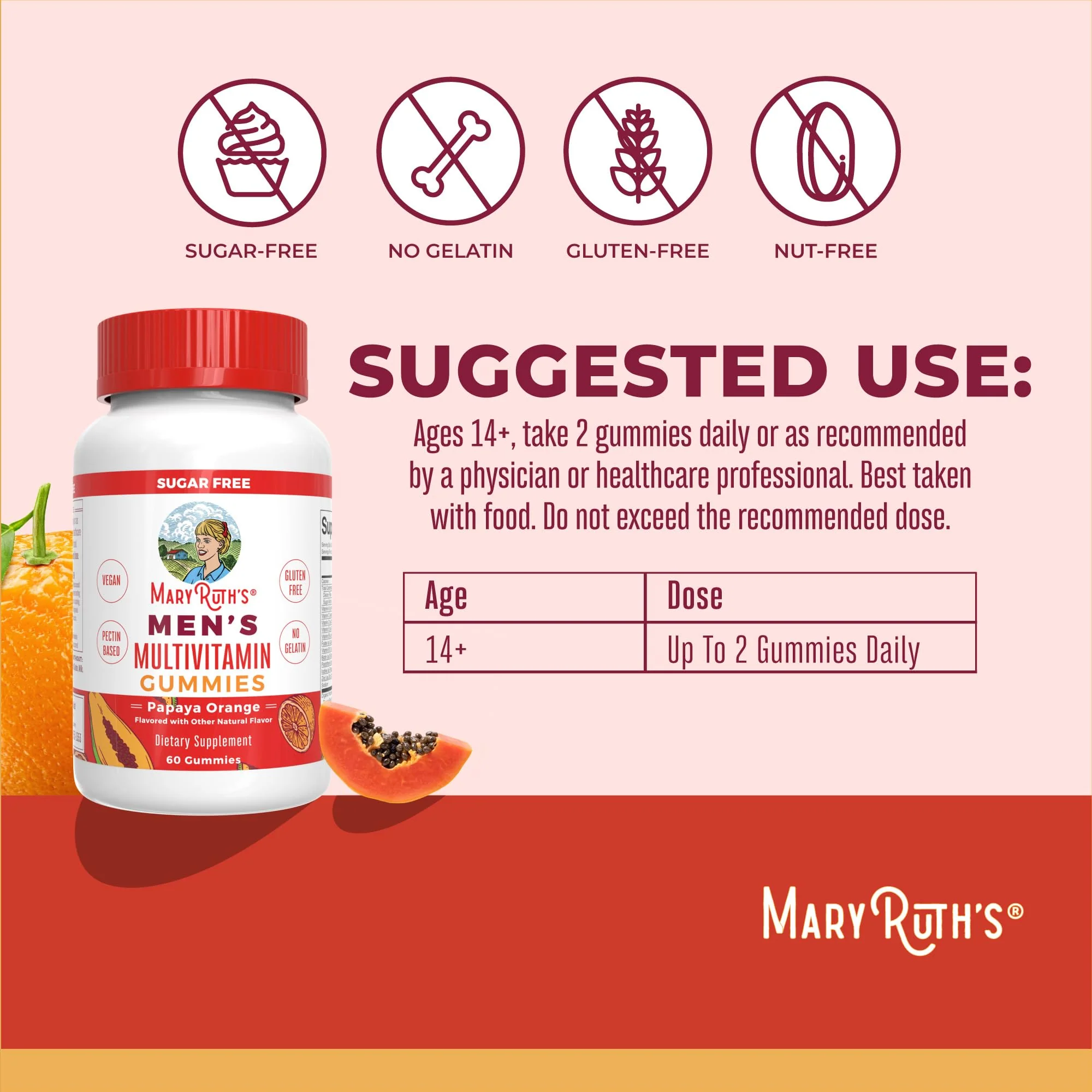 MaryRuth's Multivitamin Gummies for Men | Vitamin A, C, D, E, B6, B12, Biotin, Zinc | Energy Metabolism | Immunity | Bone Health | Cellular Health | Vegan | Non-GMO | Gluten & Sugar Free | 60 Count - Image 9