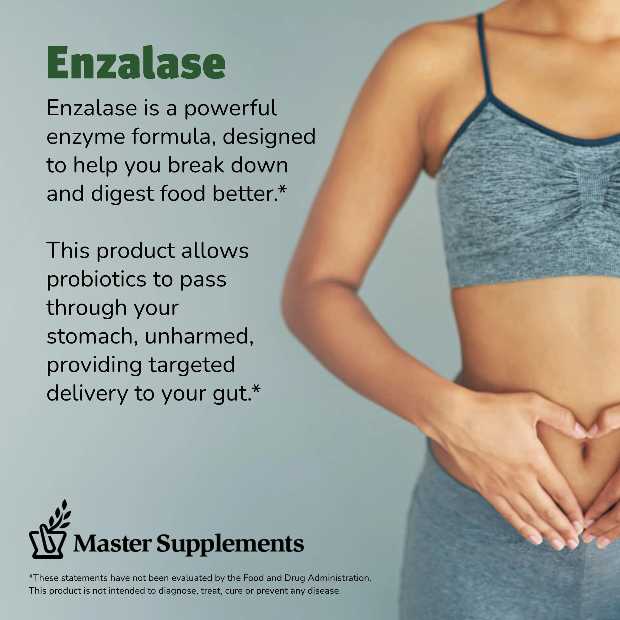 Master Supplements Enzalase - 50 Capsules - Probiotic Compatible Enzymes - Provides Digestive Boost + Gas & Bloating Relief - Gluten Free - 50 Servings - Image 3