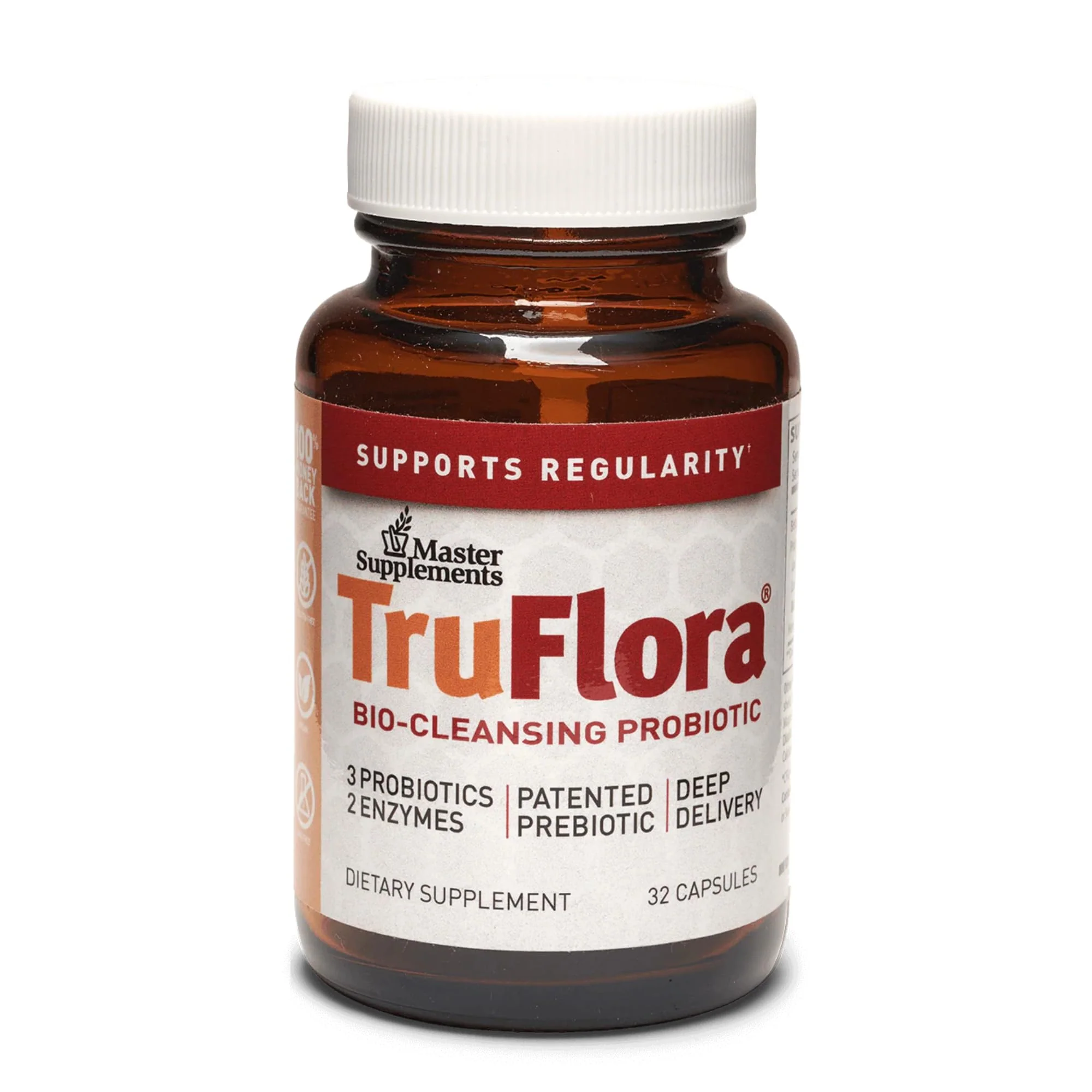Master Supplements Truflora, 15 Billion CFU, 3 Probiotics, 2 Enzymes, 32 - V-Caps