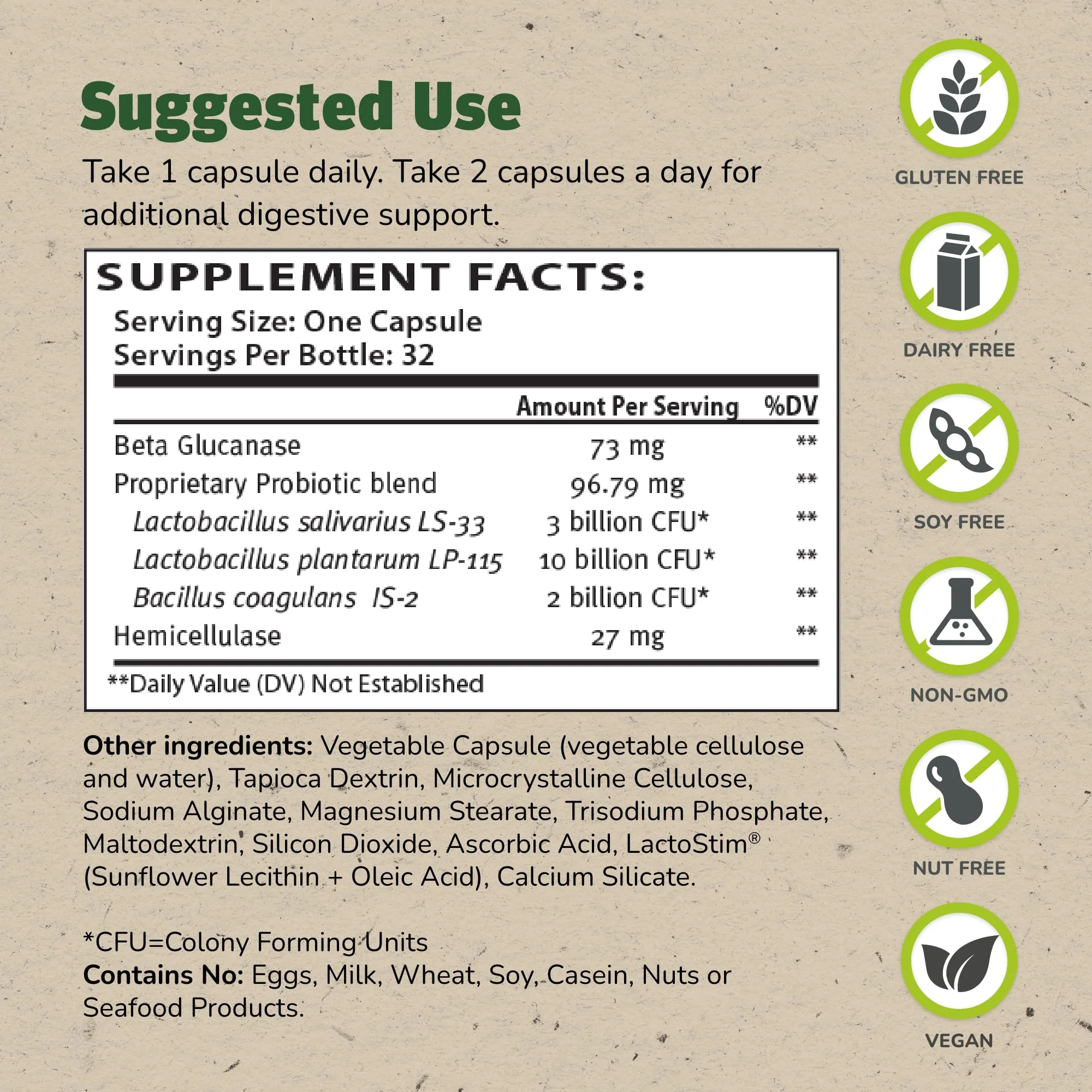 Master Supplements Truflora, 15 Billion CFU, 3 Probiotics, 2 Enzymes, 32 - V-Caps - Image 2