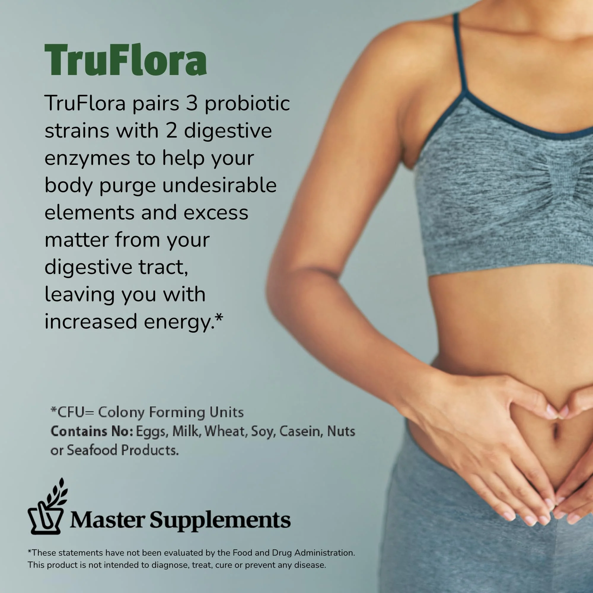 Master Supplements Truflora, 15 Billion CFU, 3 Probiotics, 2 Enzymes, 32 - V-Caps - Image 3
