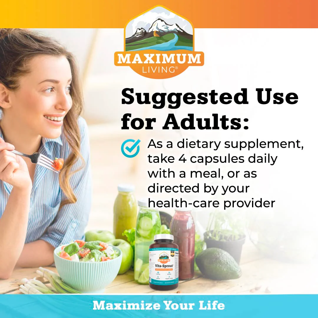 Maximum Living - Vita-Sprout Whole-Food Multivitamin & Phytonutrient Blend - 120 Capsules - Image 6