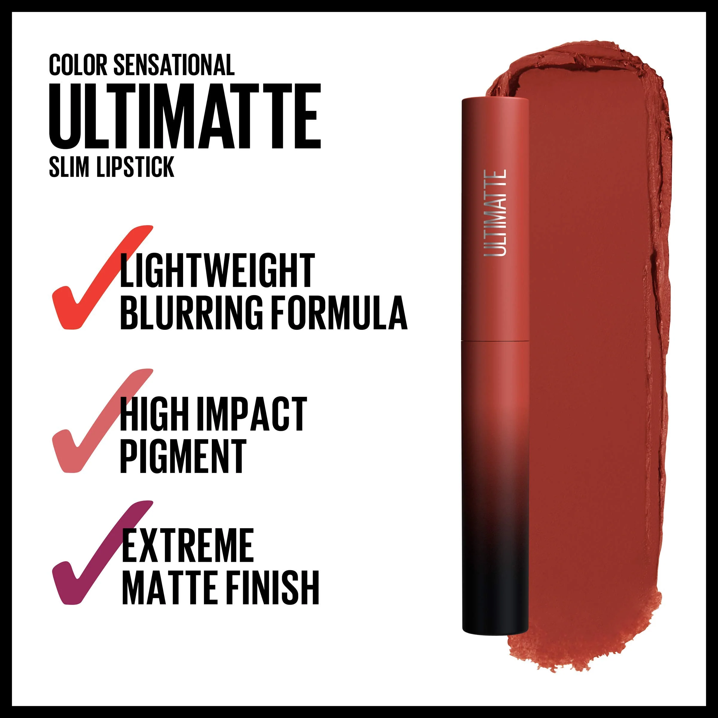 Maybelline Color Sensational Ultimatte Matte Lipstick, Non-Drying, Intense Color Pigment, More Rust, Rusty Red, 1 Count - Image 6