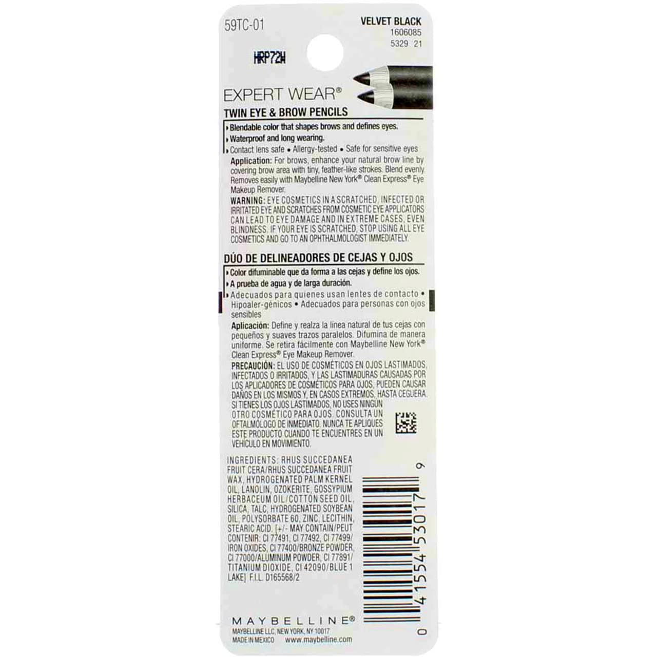 Maybelline Expert Eyes Twin Brow And Eye Pencils, Velvet Black [101], 2 ea (Pack of 2) - Image 8