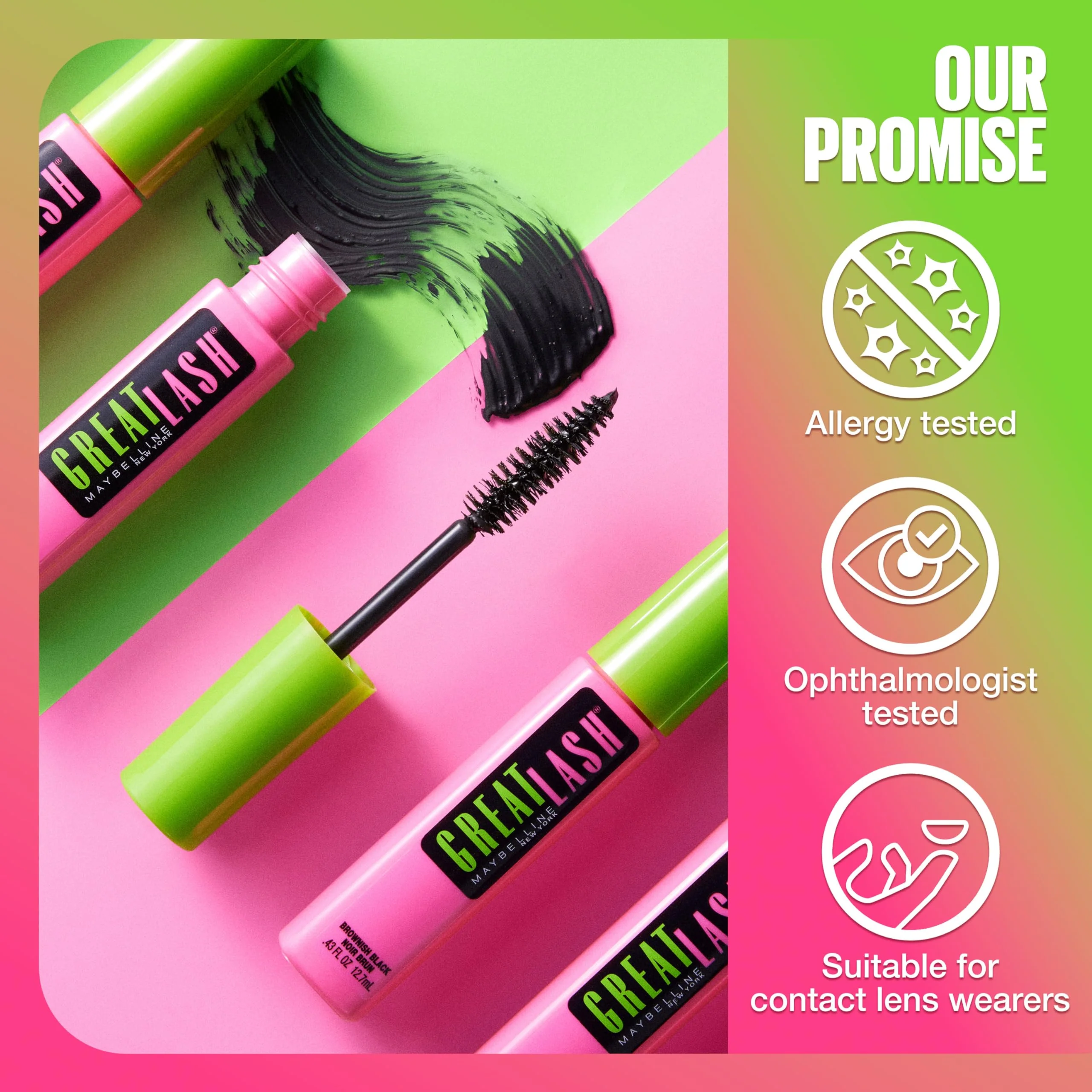 Maybelline Great Lash BIG Washable Mascara, Volumizing, Thickening, Lengthening Mascara, Very Black, 2 Count - Image 2