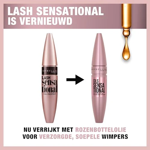 Maybelline Lash Sensational Washable Mascara, Lengthening and Volumizing for a Full Fan Effect, Very Black, 1 Count - Image 8