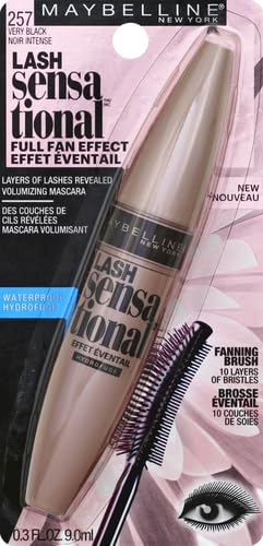 Maybelline Lash Sensational Waterproof Mascara, Lengthening and Volumizing for a Full Fan Effect,Very Black, 1 Count - Image 13