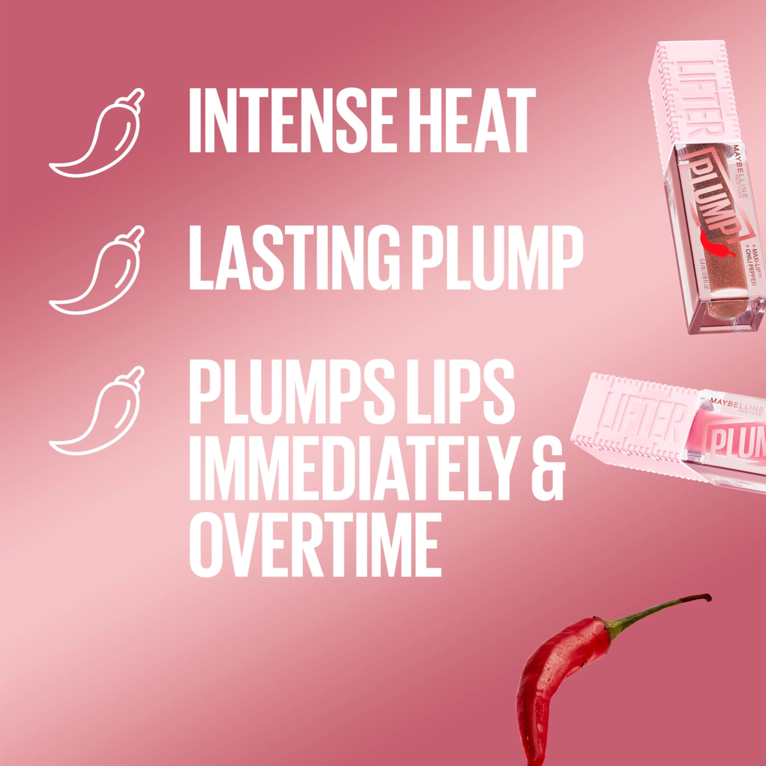MAYBELLINE Lifter Gloss Lifter Plump, Plumping Lip Gloss with Chili Pepper and 5% Maxi-Lip, Peach Fever, Peachy Nude Cream, 1 Count - Image 6