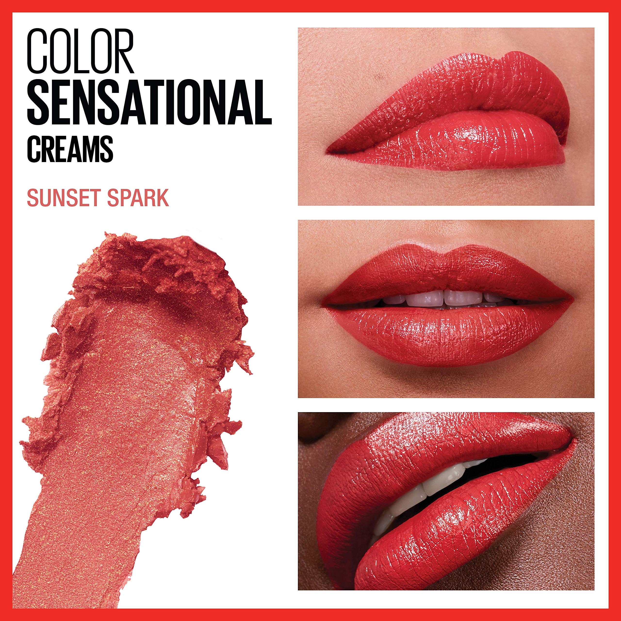 Maybelline New York Color Sensational Lipstick, Lip Makeup, Cream Finish, Hydrating Lipstick, Nude, Pink, Red, Plum Lip Color, Sunset Spark, 0.15 oz; (Packaging May Vary) - Image 7