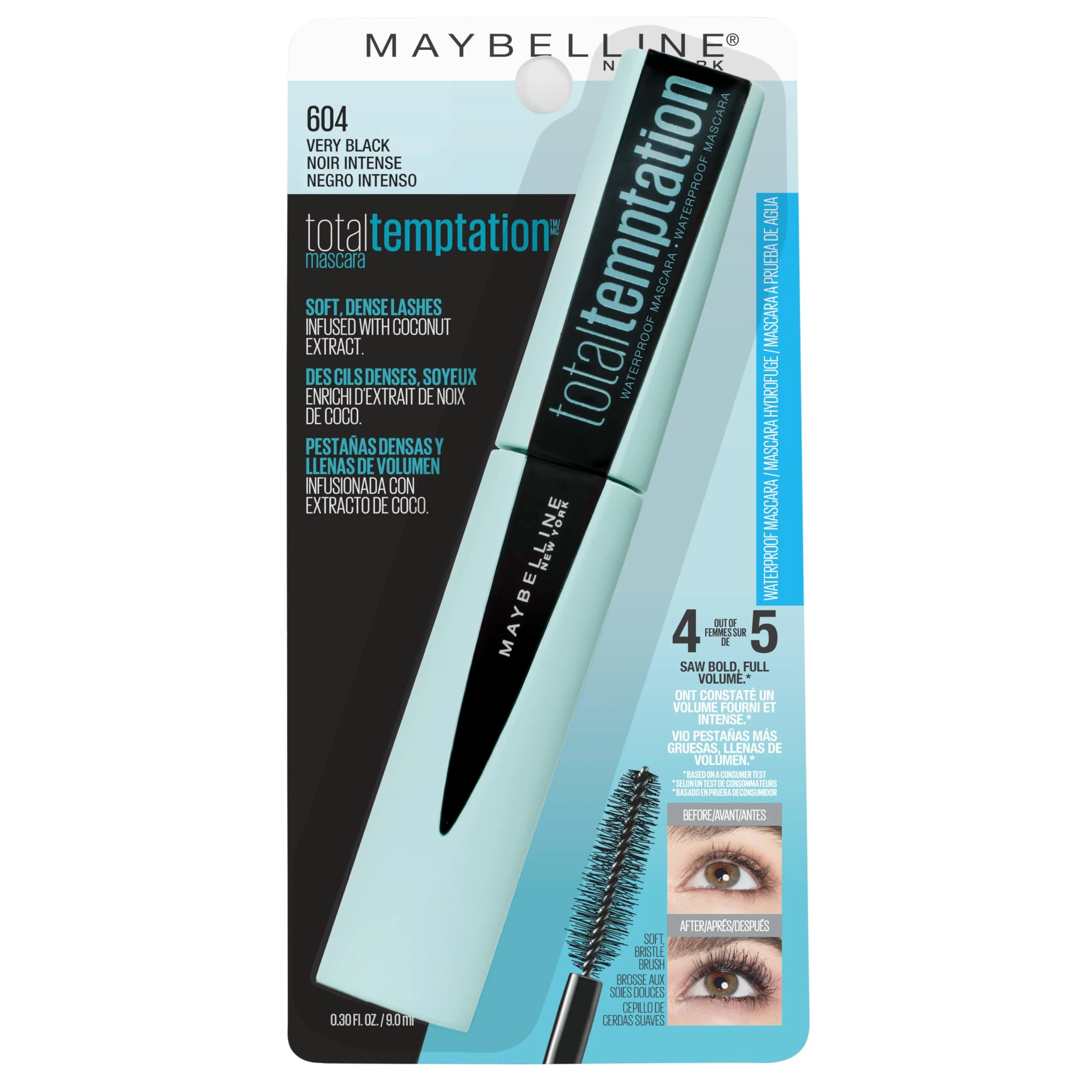 Maybelline New York Makeup Total Temptation Waterproof Mascara, Very Black, 0.3 Fl Oz (Pack of 1) , K2466800 - Image 2