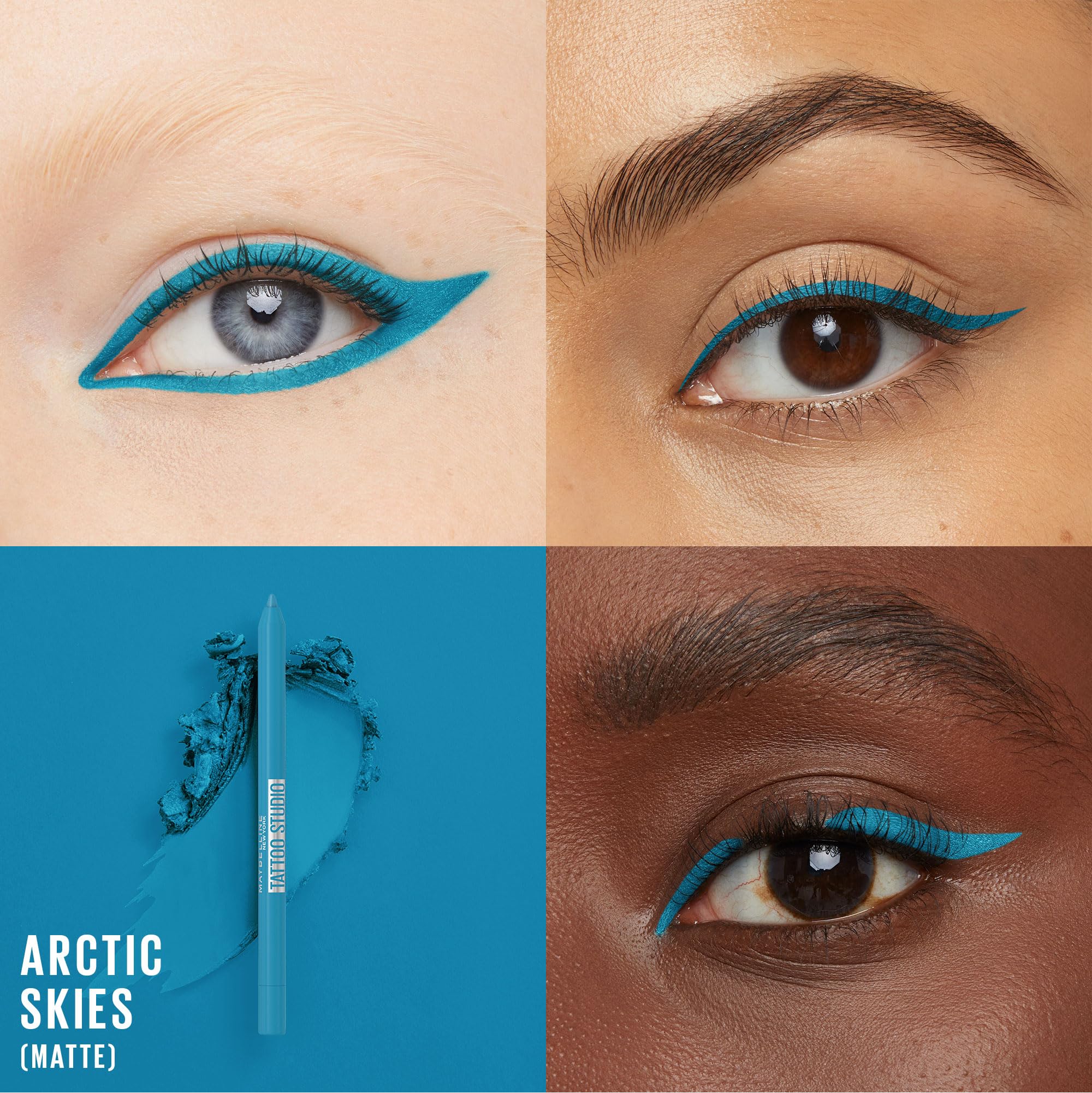 MAYBELLINE New York Tattoo Studio Long-Lasting Sharpenable Eyeliner Pencil, Glide on Smooth Gel Pigments with 36 Hour Wear, Waterproof Arctic Skies 0.04 oz - Image 7