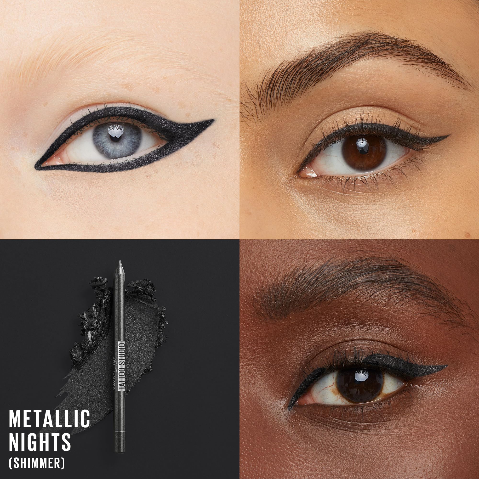 MAYBELLINE New York Tattoo Studio Long-Lasting Sharpenable Eyeliner Pencil, Glide on Smooth Gel Pigments with 36 Hour Wear, Waterproof Metallic Nights 0.04 oz - Image 8