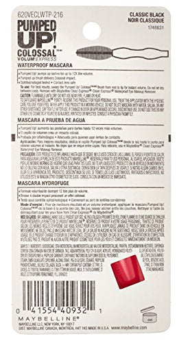 Maybelline New York Volum' Express Pumped Up! Colossal Waterproof Mascara, Classic Black, 0.32 Fl Oz, (K1569200) - Image 6