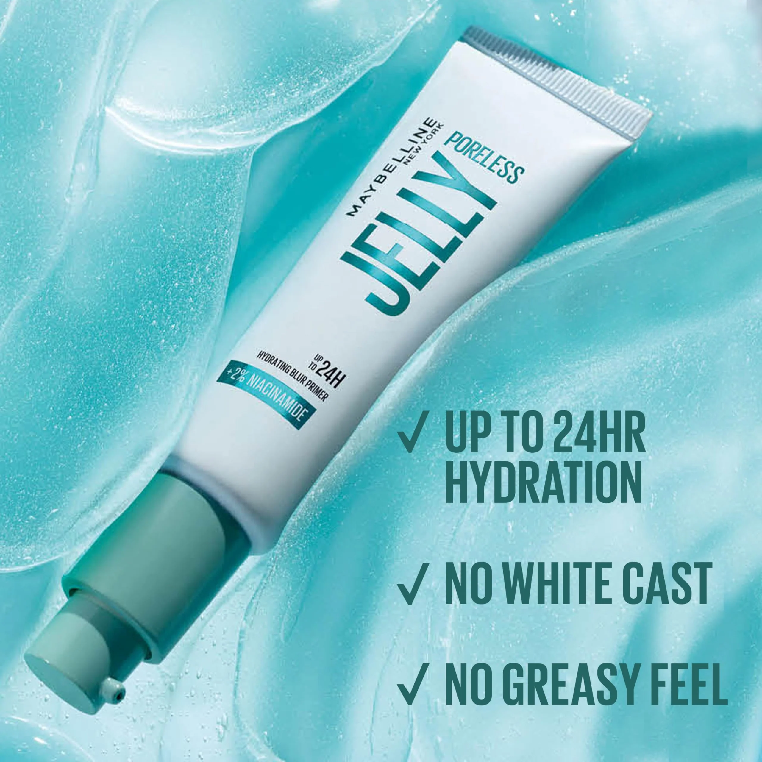 Maybelline Poreless Jelly Primer, Hydrating, Blurring Makeup Primer with 2% Niacinamide For Up To 24HR Make Up Wear, Clear, 1 Count - Image 6