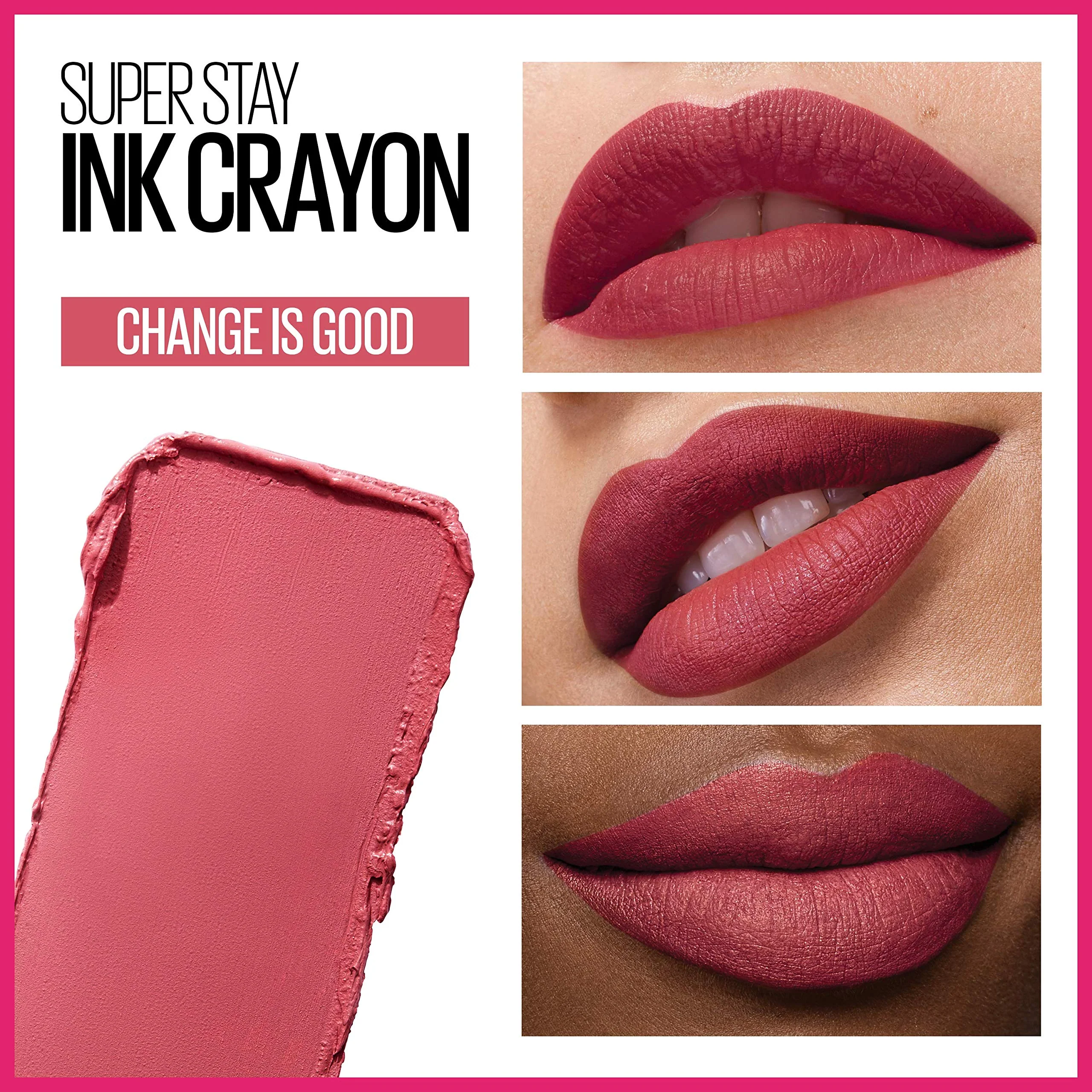 Maybelline Super Stay Ink Crayon Lipstick Makeup, Precision Tip Matte Lip Crayon with Built-in Sharpener, Longwear Up To 8Hrs, Change Is Good, Rose Pink, 1 Count - Image 6