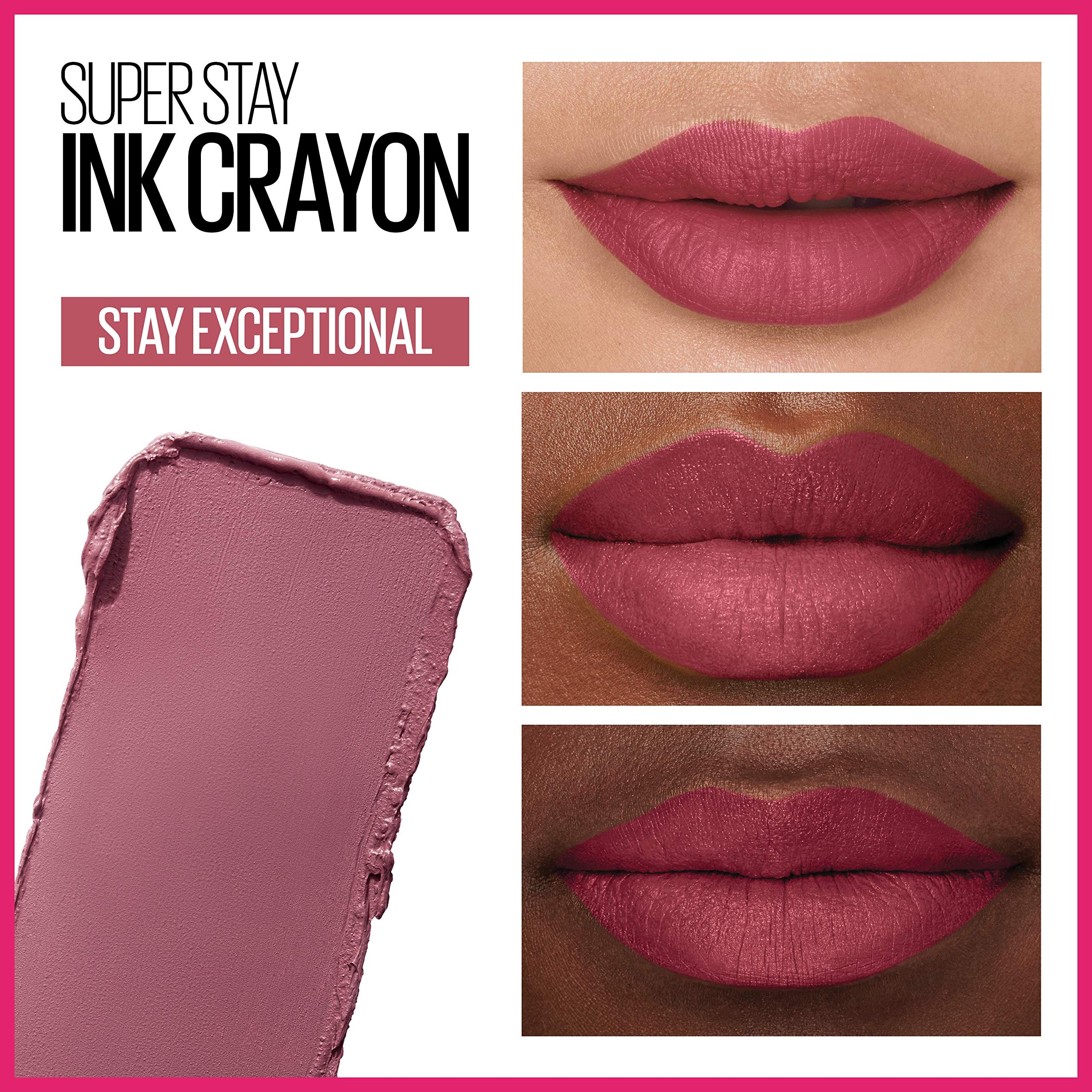 Maybelline Super Stay Ink Crayon Lipstick Makeup, Precision Tip Matte Lip Crayon with Built-in Sharpener, Longwear Up To 8Hrs, Stay Exceptional, Purple Beige, 1 Count - Image 8