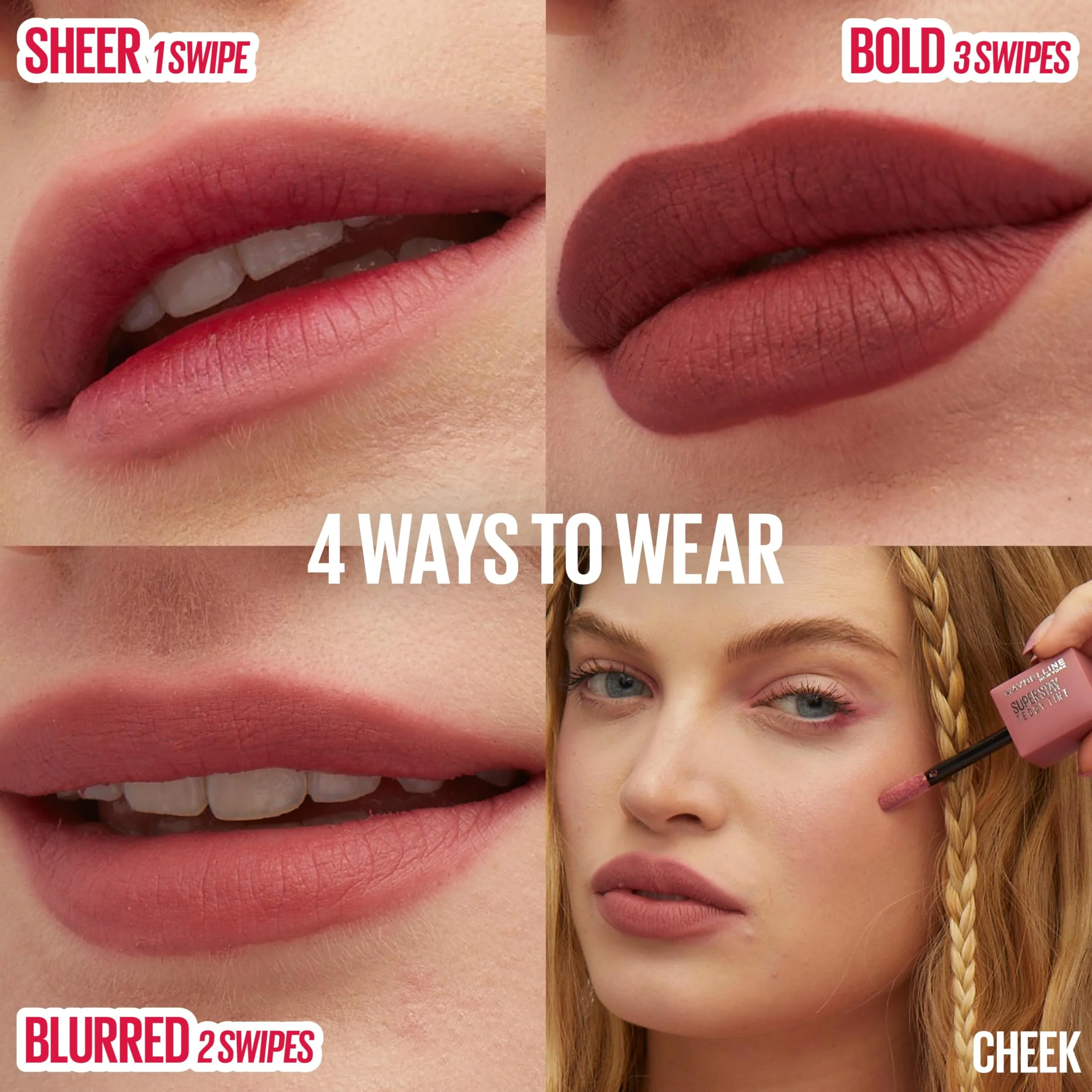 MAYBELLINE Super Stay Teddy Lip Tint, Long Lasting Matte Lipstick For Up To 12HR Wear, Baby Tee, 1 Count - Image 6