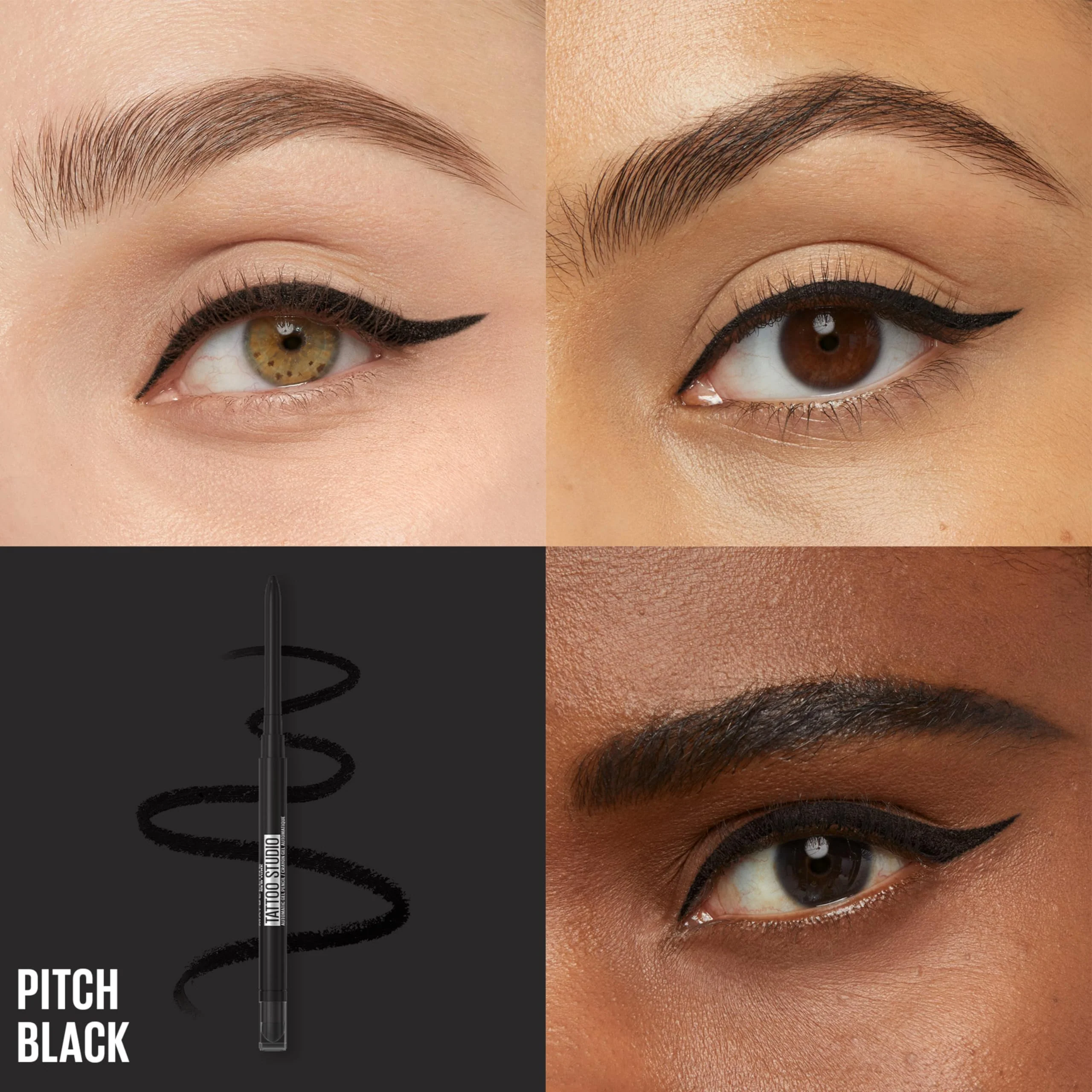 Maybelline Tattoo Studio Automatic Gel Pencil Waterproof Eyeliner, Blendable, Smudge Resistant, Matte Eyeliner For Up To 36HR Wear, Pitch Black (Smokey Black), Packaging May Vary - Image 6