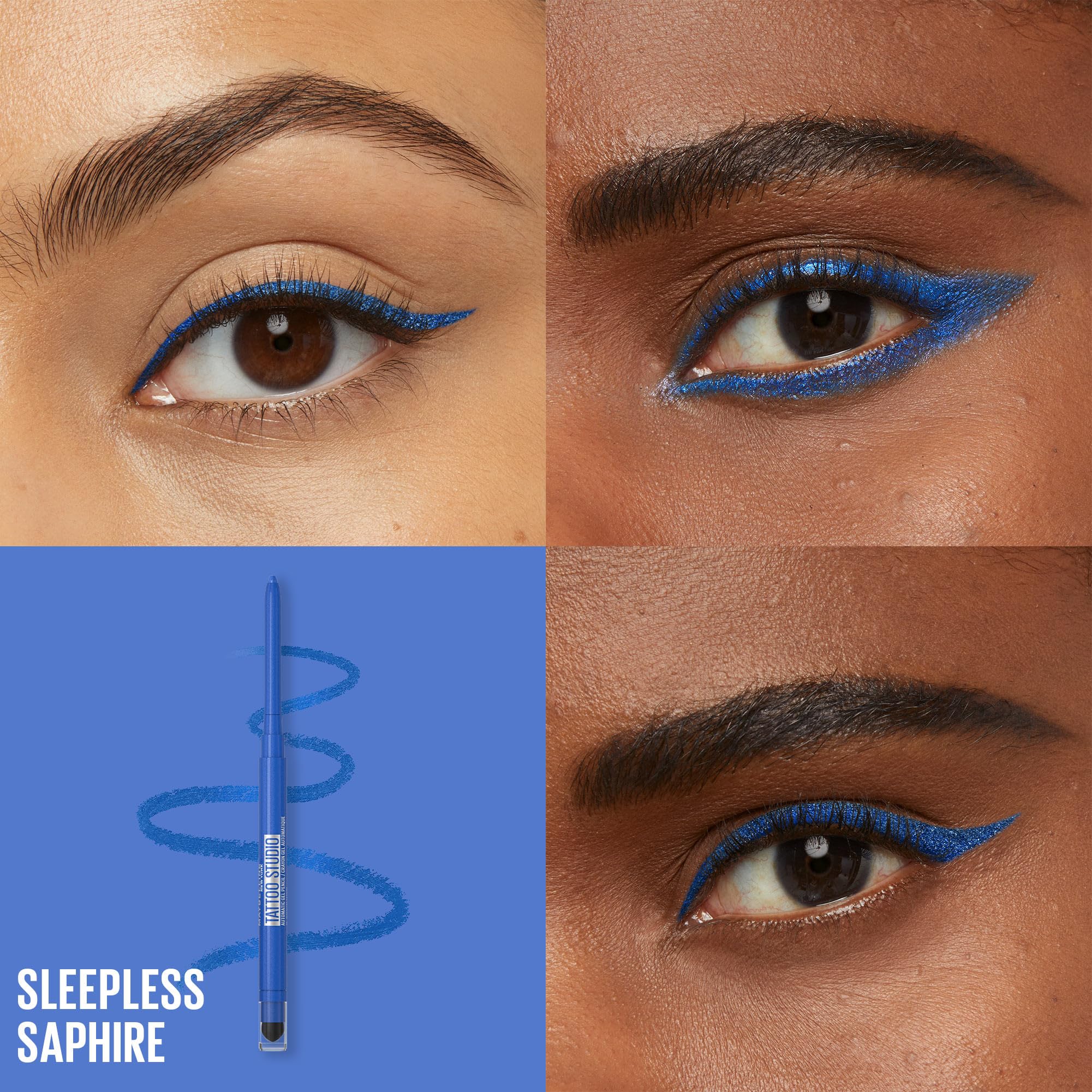 Maybelline Tattoo Studio Automatic Gel Pencil Waterproof Eyeliner, Blendable, Smudge Resistant, Matte Eyeliner For Up To 36HR Wear, Sleepless Sapphire - Image 6