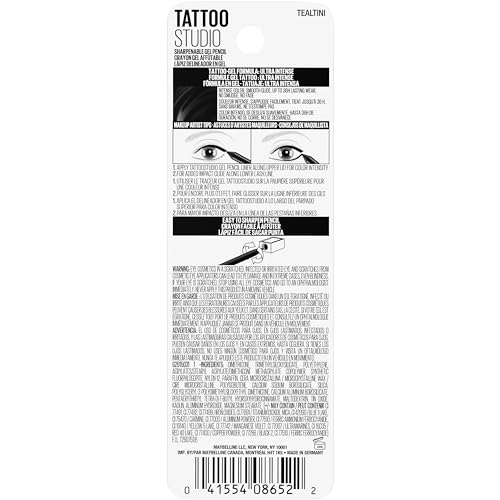 MAYBELLINE Tattoo Studio Sharpenable Eyeliner Pencil, 36 Hour Wear, Waterproof, Tealtini, 1 Count - Image 2