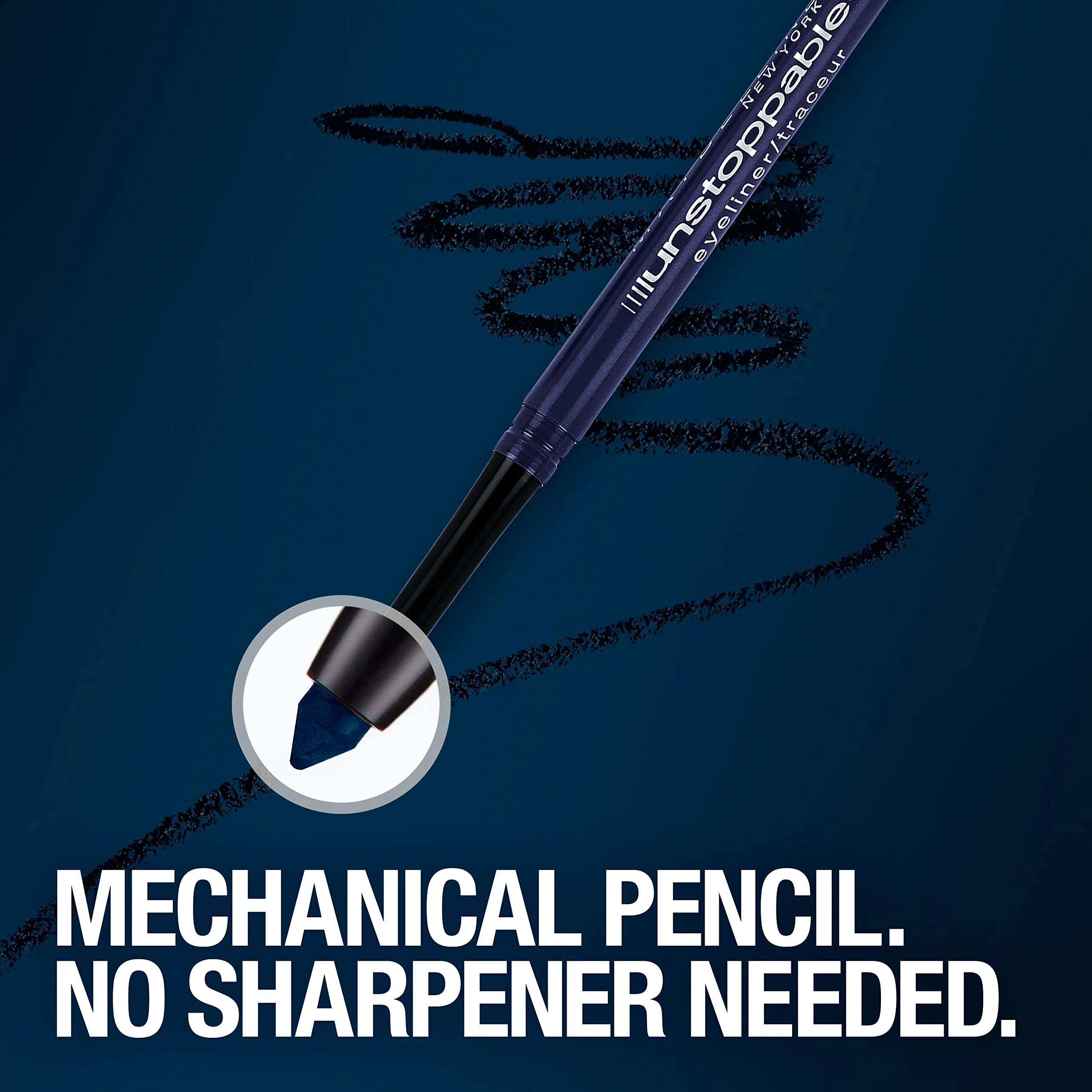 Maybelline Unstoppable Waterproof Mechanical Grey Eyeliner Pencil, Easy to Apply, Smooth Glide, Up to 24 Hour Wear, Pewter - Image 2