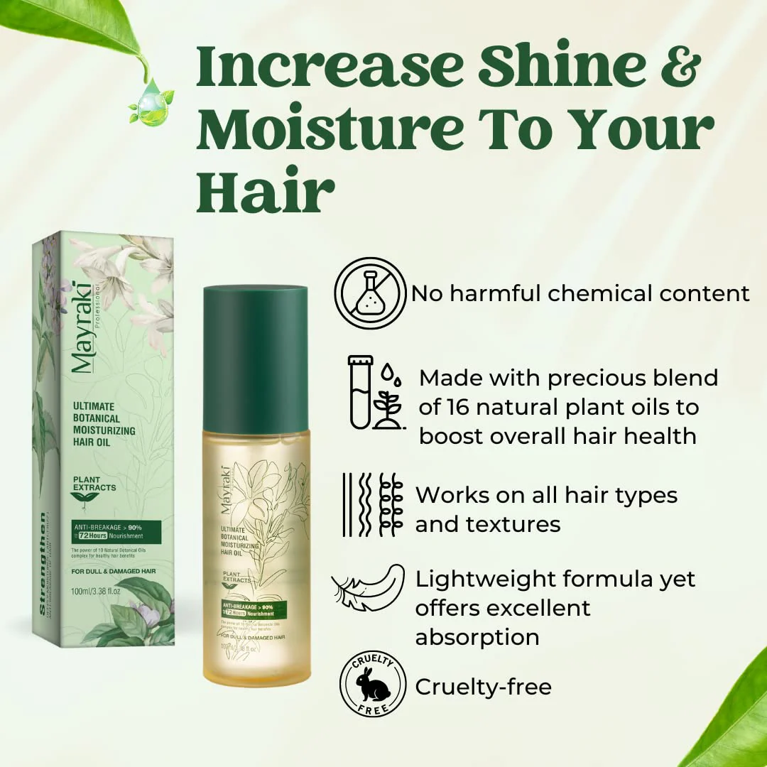 Mayraki Hair Growth Oil | Ultimate Moisturizing Hair Oil Treatment | Revitalizing Lightweight Hair Oil for Curly Frizzy Hair | Repair Damaged Hair and Dry Scalp | 100ml | 3.38 fl. oz. - Image 8