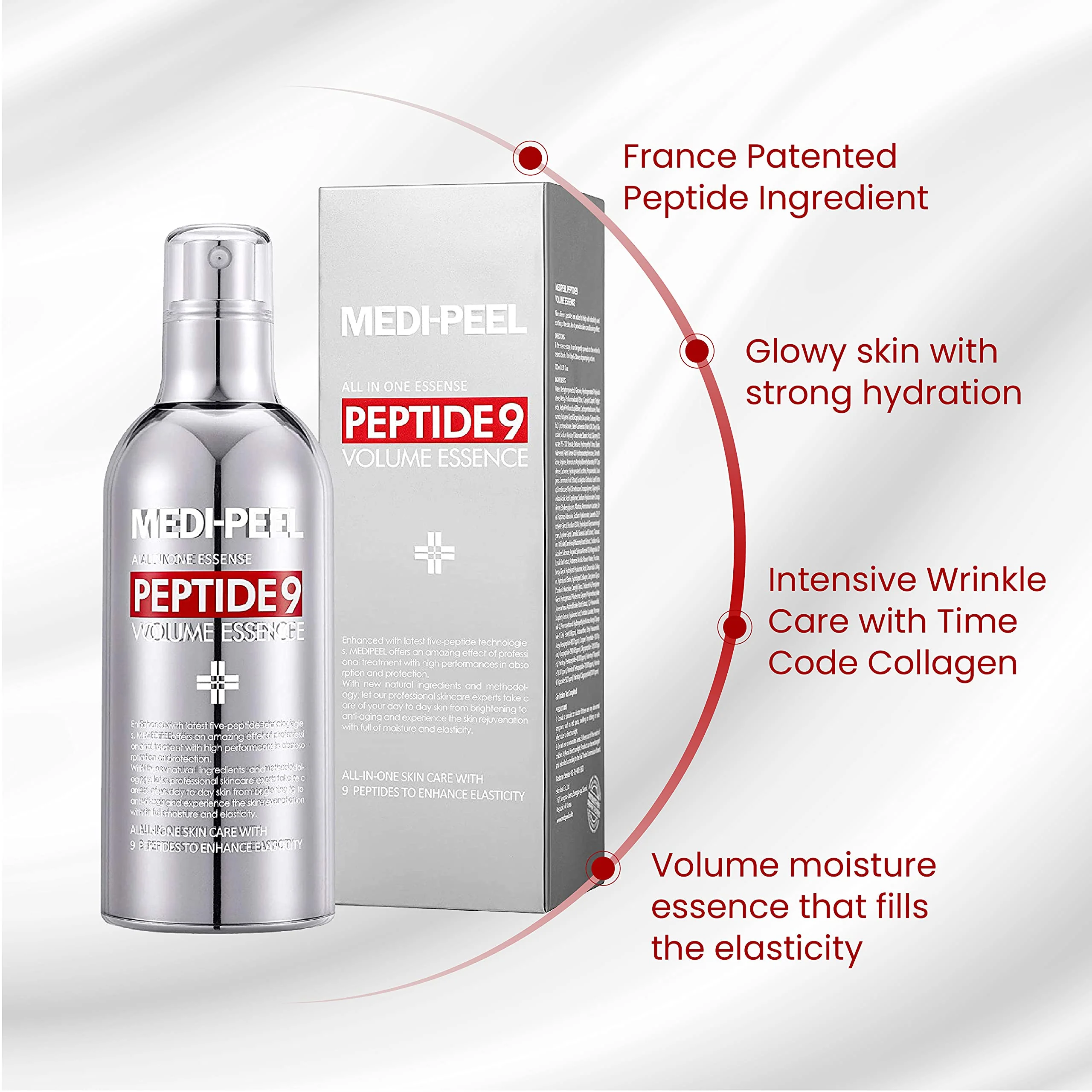 Medi-Peel Peptide 9 Volume All in one Essence 3.38 fl.oz. / 100ml, Anti Wrinkle, Collagen Formula, Brightening Effect, Instant Hydration, Skin Firming, Anti-Wrinkle, Bubble Essence, Korean Skincare - Image 4