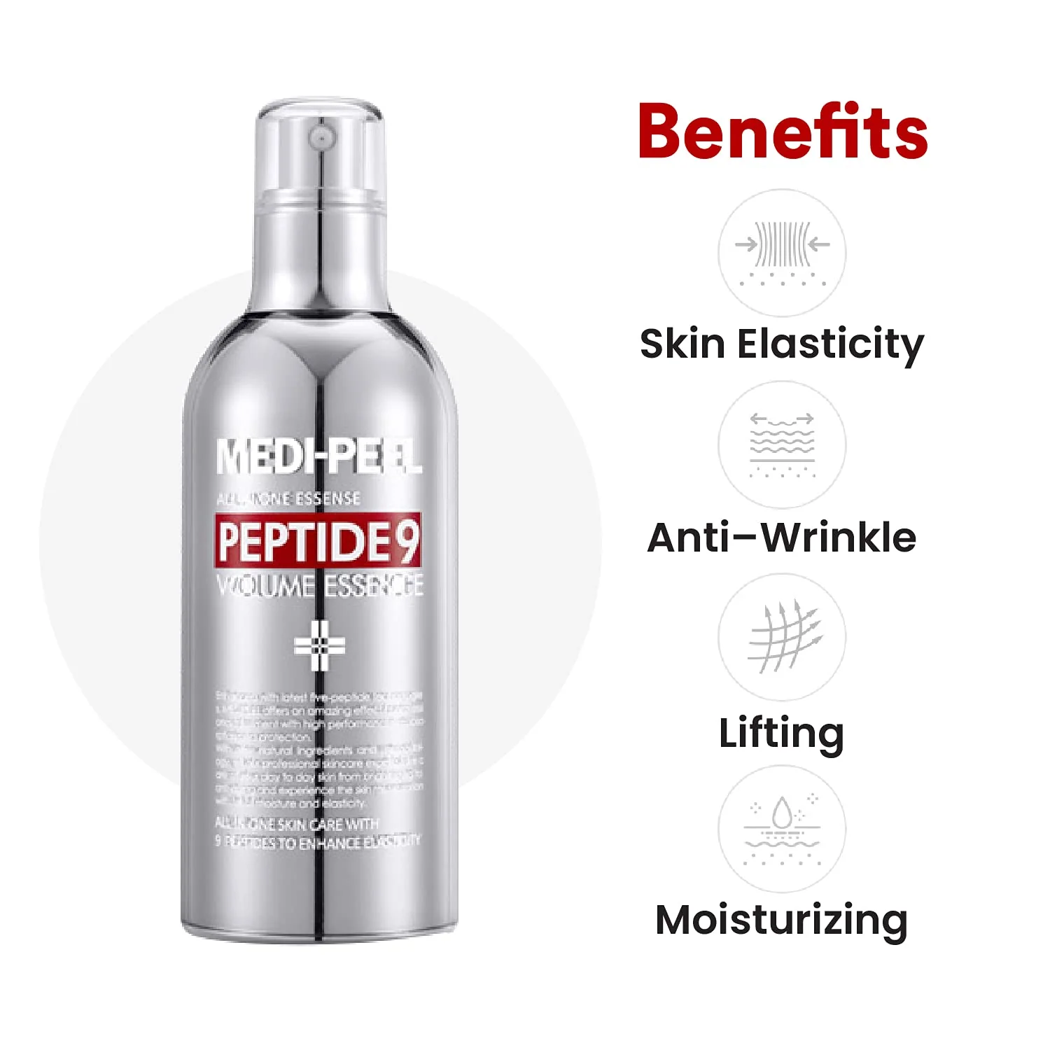 Medi-Peel Peptide 9 Volume All in one Essence 3.38 fl.oz. / 100ml, Anti Wrinkle, Collagen Formula, Brightening Effect, Instant Hydration, Skin Firming, Anti-Wrinkle, Bubble Essence, Korean Skincare - Image 5