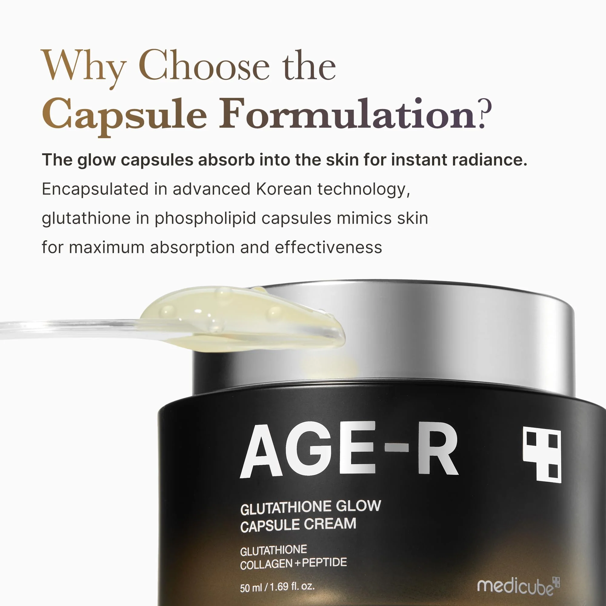 medicube AGE-R Glutathione Glow Capsule Facial Cream - Instant Lifting Moisturizer - Collagen Peptide For Hydrating Glow - Improve Blemishes, Uneven Skin Tone - Korean Skin Care 1.69 fl.oz - Image 7