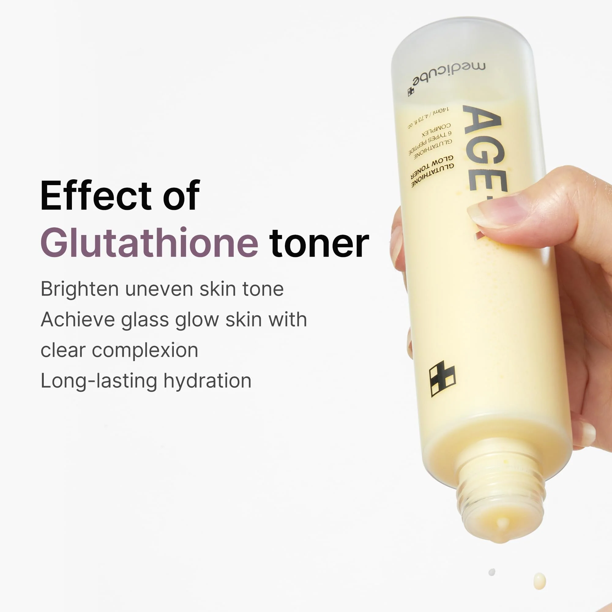 medicube Age-R Glutathione Glow Milky Toner, Low-Irritation Double Layer Toner for Glass Glow Skin with Peptide, Even Skin Tone, Radiance, Hydration, Korean Skincare - Image 5