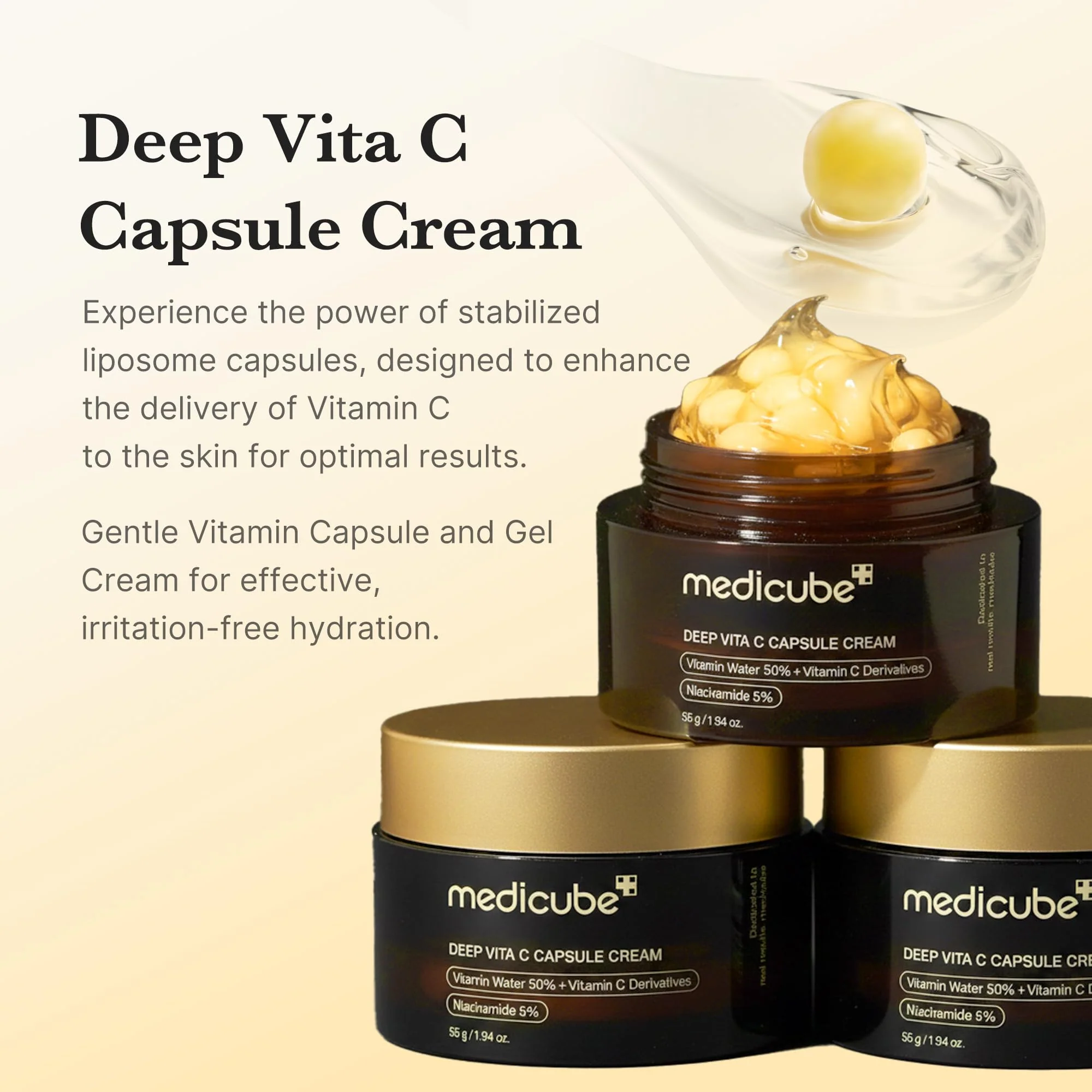medicube Capsule Cream with Deep Vitamin C | Liposome Vitamin C Golden Capsule for Radiance & Firm-Looking Skin | Hydrating Glow Gel Texture | Korean Skincare, 1.94 oz - Image 9