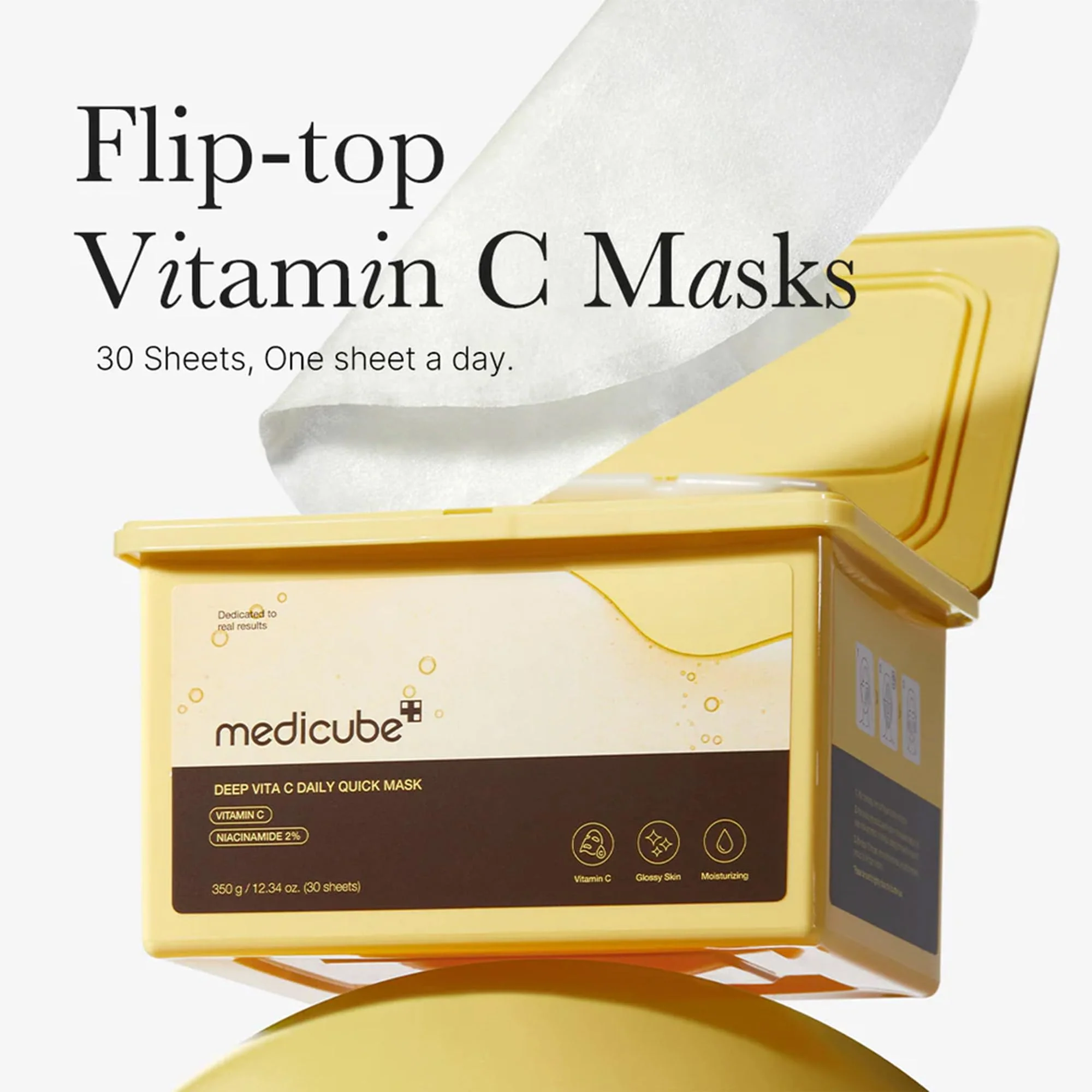 medicube Deep Vita C Daily Quick 30 Sheet Masks - Vegan Certified, Quick Dispenser, Triple Vitamin Complex For Radiance and Hydration - Korean Face Masks - Image 8