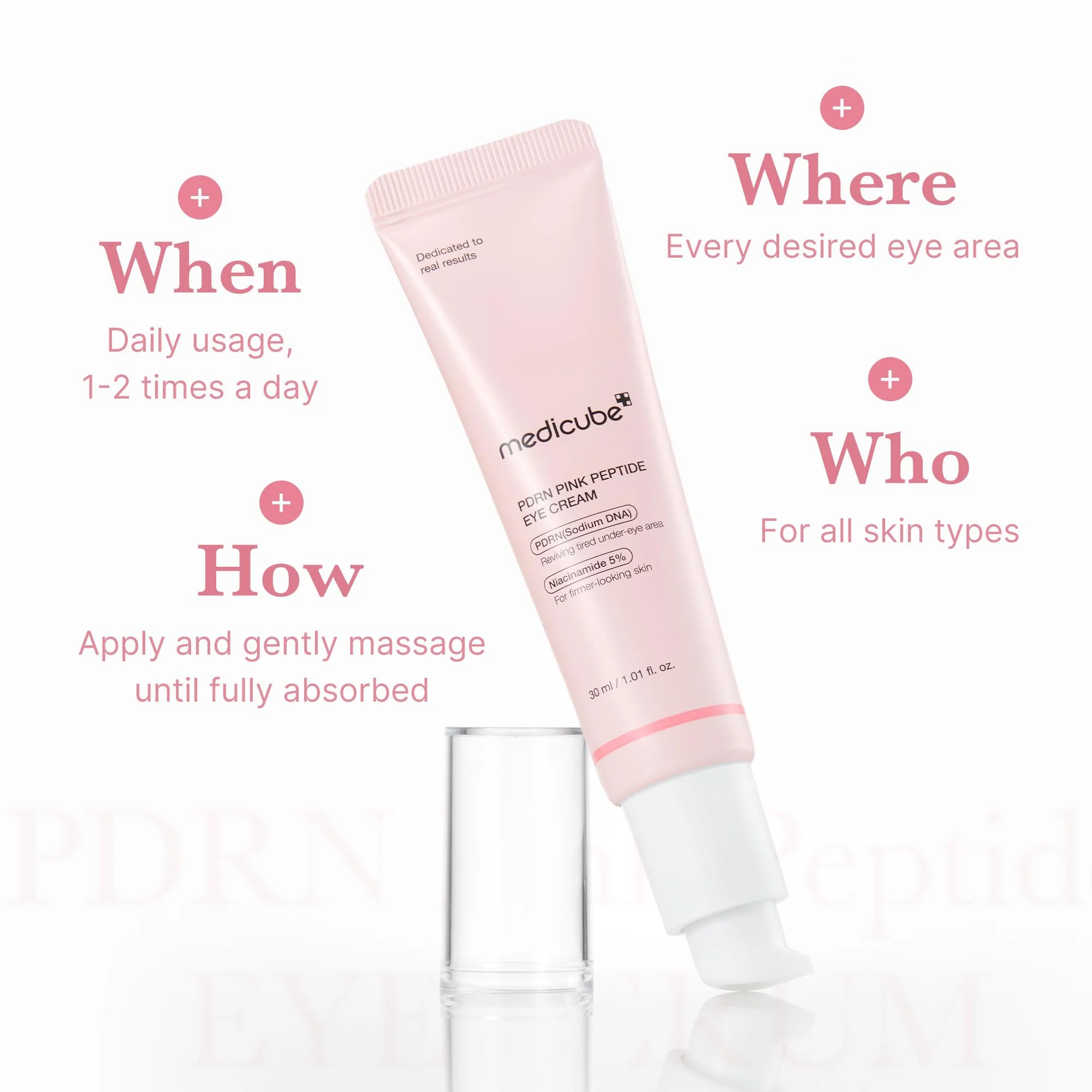 medicube Eye Serum with Salmon DNA PDRN & Pink Peptides | 99% Purity Retinol for Fine Lines | PDRN & Niacinamide for Uneven Skin Tone | Korean Skincare, 1.01 fl.oz - Image 4