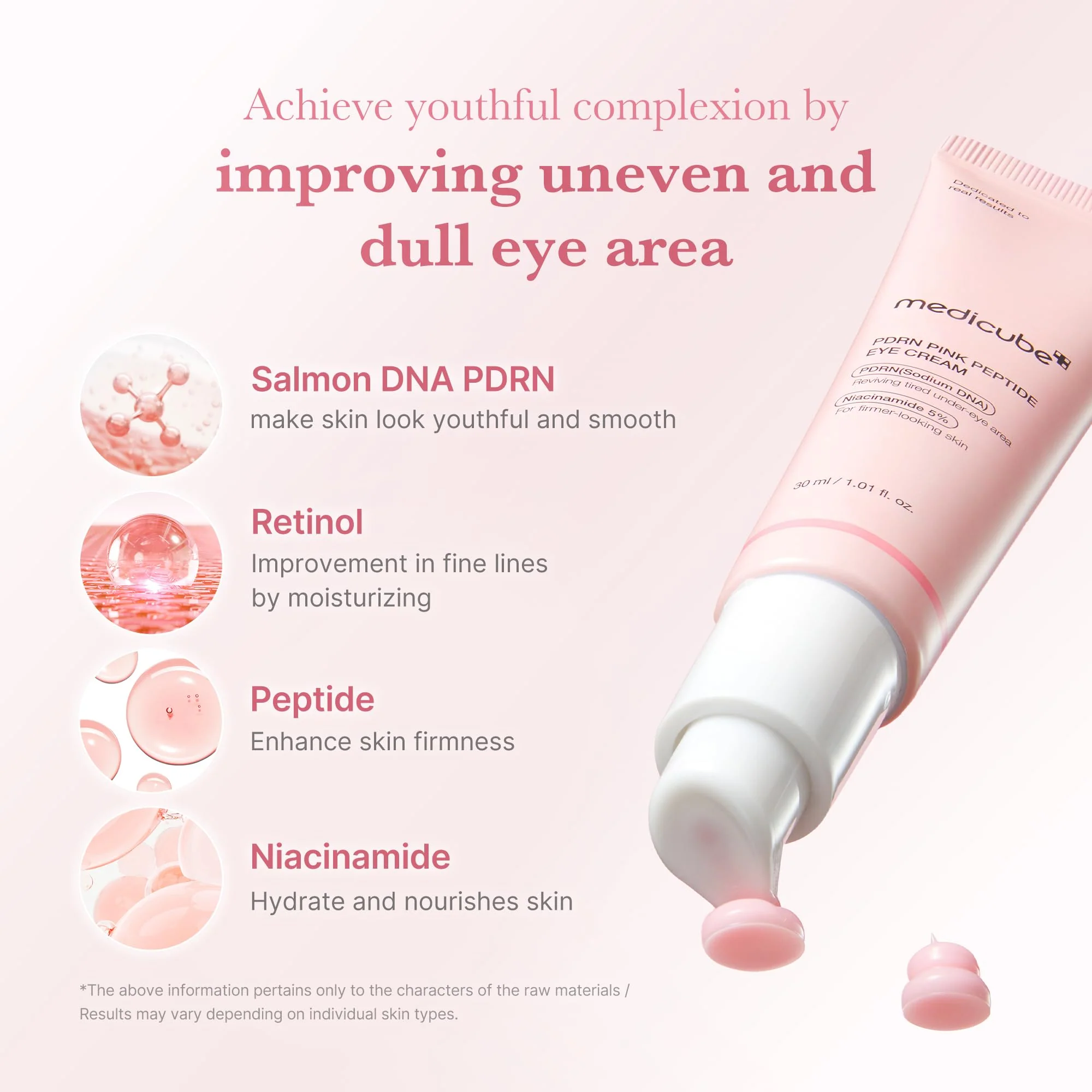 medicube Eye Serum with Salmon DNA PDRN & Pink Peptides | 99% Purity Retinol for Fine Lines | PDRN & Niacinamide for Uneven Skin Tone | Korean Skincare, 1.01 fl.oz - Image 7
