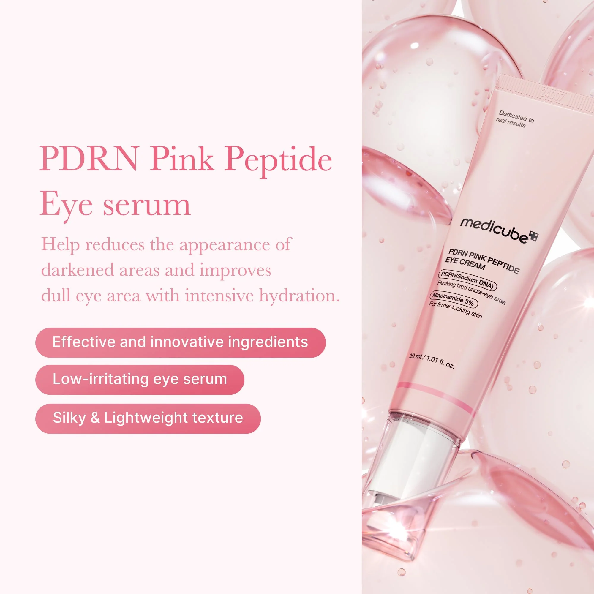 medicube Eye Serum with Salmon DNA PDRN & Pink Peptides | 99% Purity Retinol for Fine Lines | PDRN & Niacinamide for Uneven Skin Tone | Korean Skincare, 1.01 fl.oz - Image 8