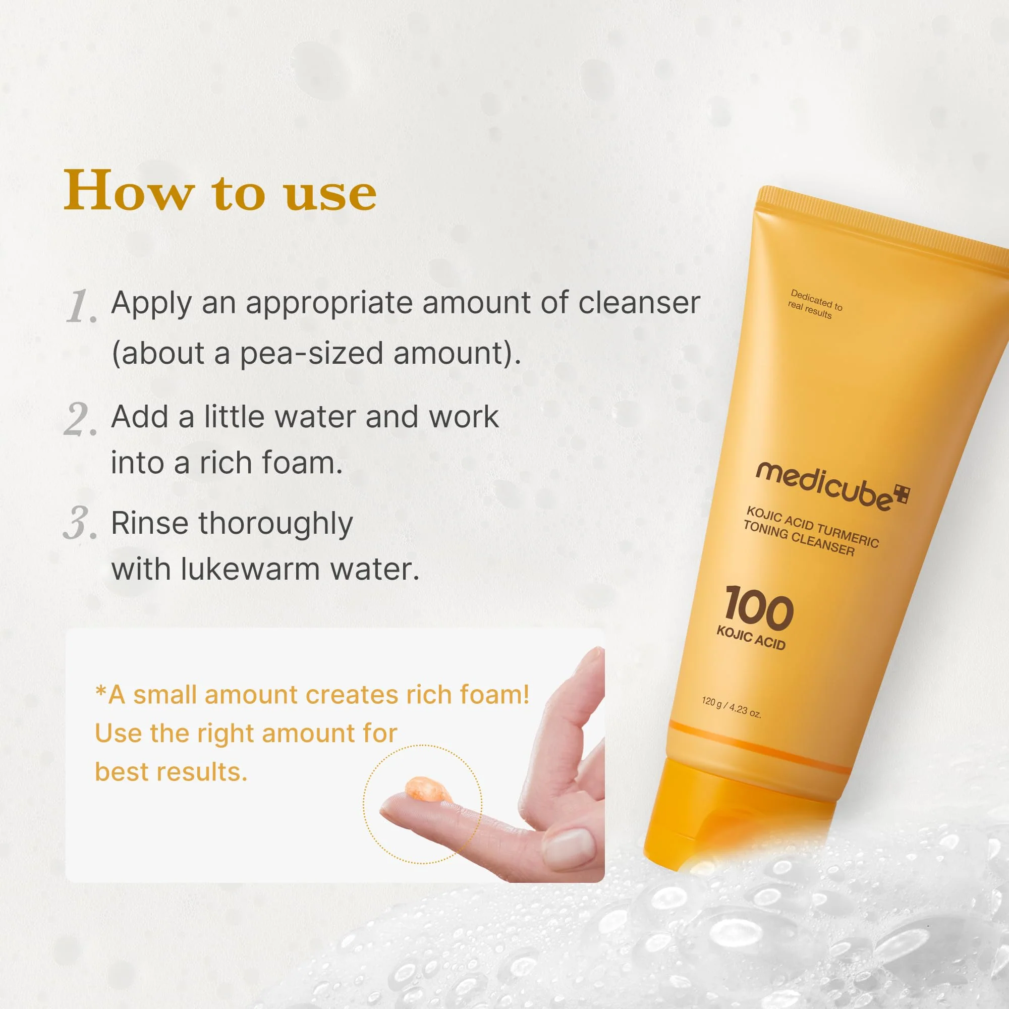 medicube Facial Cleanser Kojic Acid Turmeric Whip Cleanser | Cleansing Foam for Brightening, Balancing | Fade Appearance of Uneven Patches & Ideal for Use After Spot Care | Korean Skincare, 4.23 oz - Image 5
