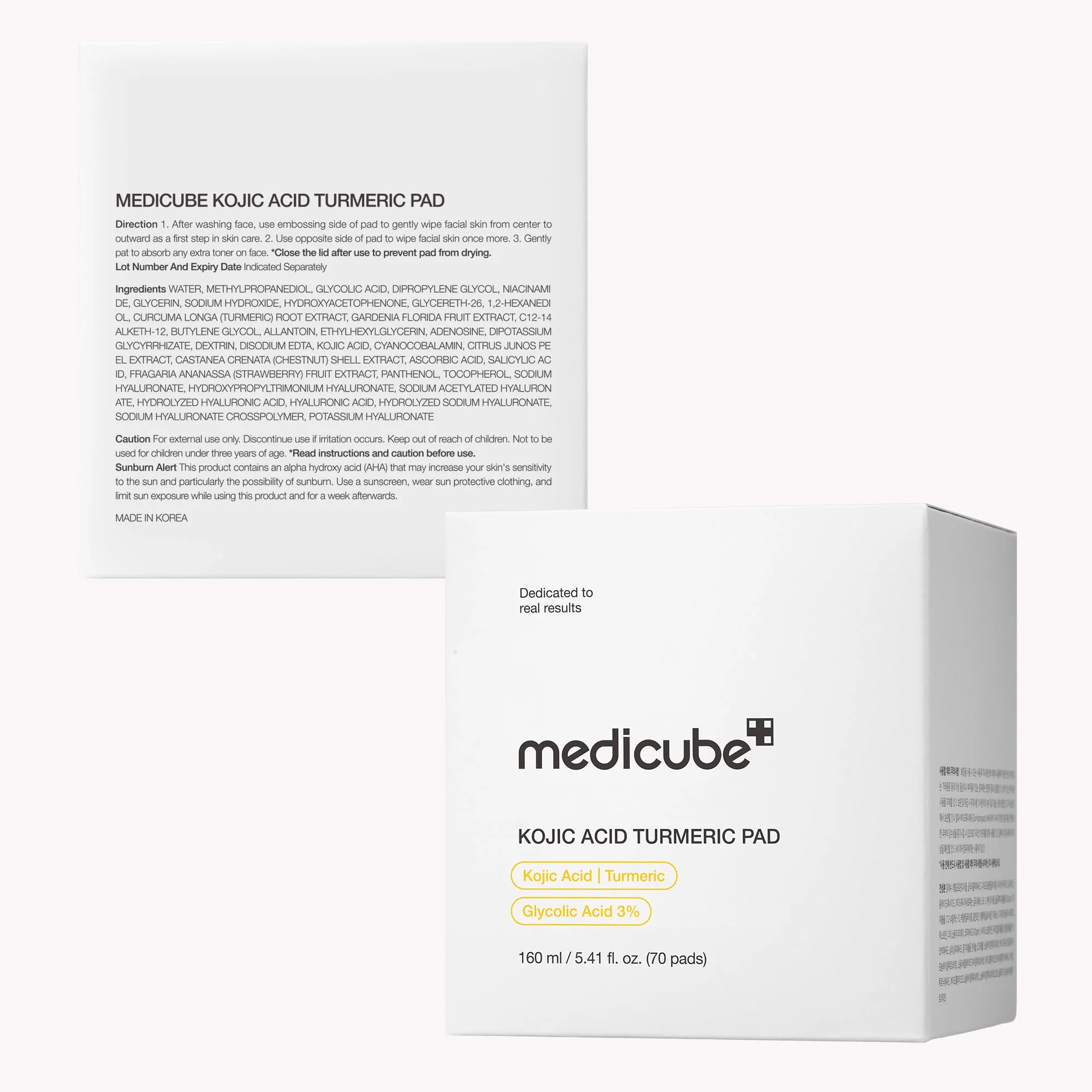 medicube Toner Pads Kojic Acid Turmeric Clarifying Toner Pad for Troubled Skin & Use After Spot Care, Soothing with Kojic Acid, Turmeric, Niacinamide, Glycolic Acid, Korean Skin Care, 70 Pads (1 Pack) - Image 2