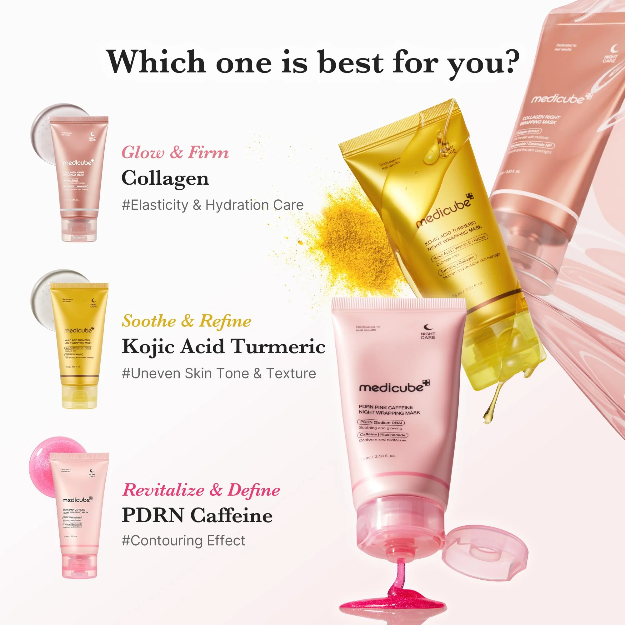 medicube Wrapping Mask PDRN Caffeine Overnight Peel Off Facial Mask | Firming, Depuffing & Hydration | Caffeine, Collagen For Refined, Glass Skin & Face Contour Support | Korean Skin Care, 2.53 fl.oz - Image 4