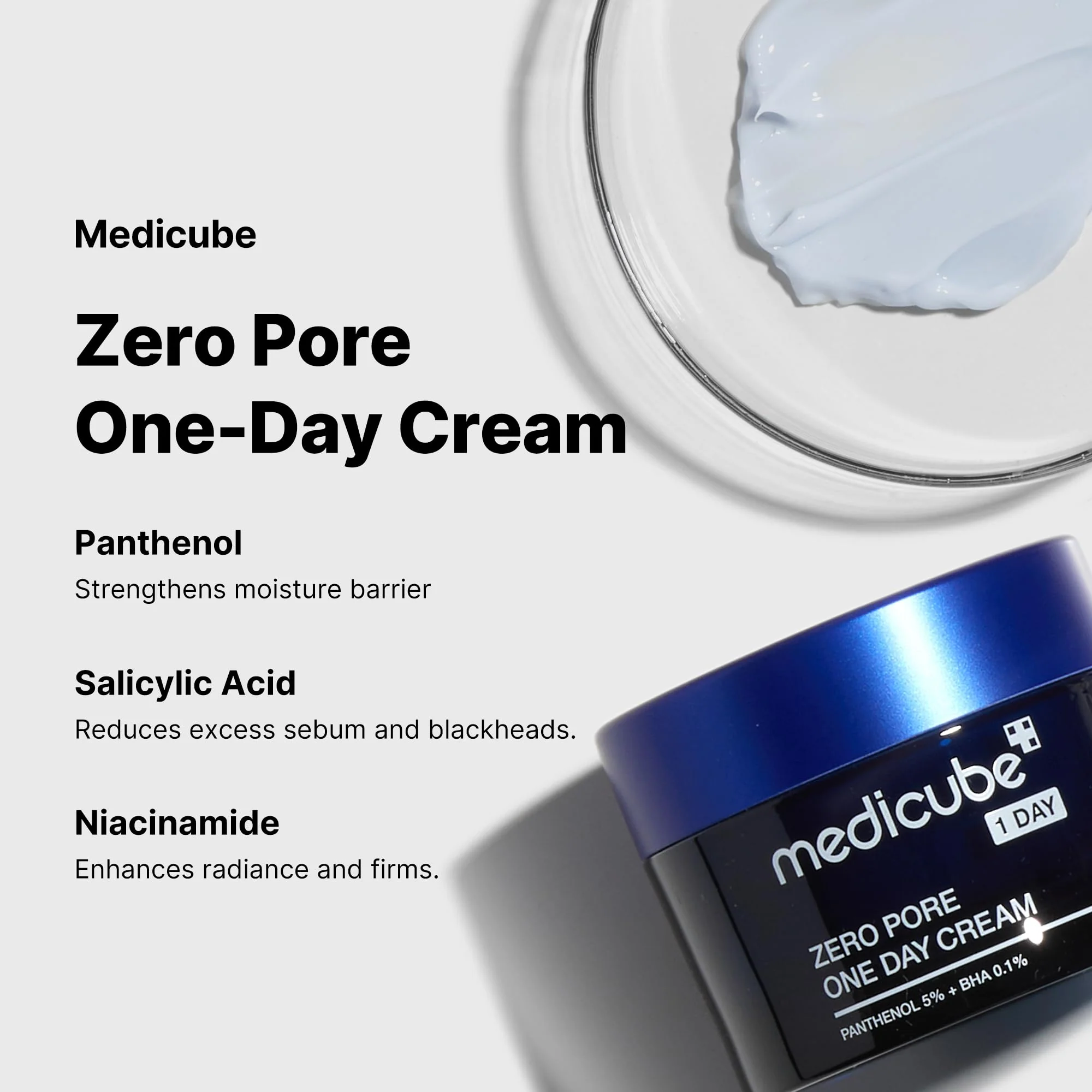 Medicube Zero Pore One-Day Cream 1.69 fl.oz - Visibly Smaller Pores, Controls Excess Oil - Pore Refining Cream with Panthenol, Salicylic Acid, and Niacinamide - Korean Skincare - Image 5