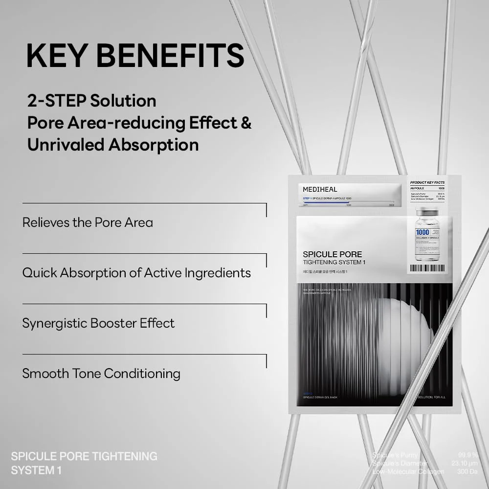Mediheal Collagen Spicule 1000ppm Intensive Serum – Micro Needle Serum for Pore Care, Soothing & Skin Texture Improvement, 2-Step,Collagen Spicule Ampoule and Gel Mask Set,Skin Booster,4pcs - Image 4