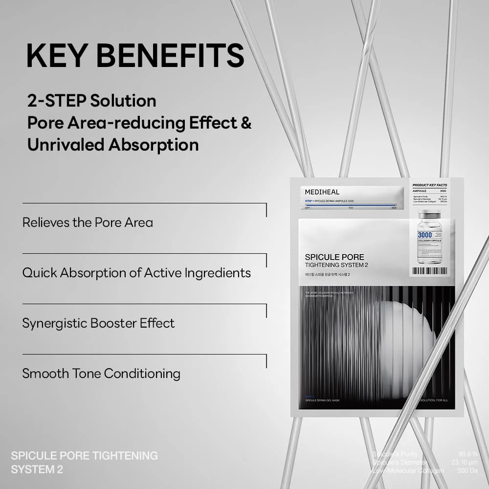 Mediheal Collagen Spicule 3000ppm Intensive Serum – Micro Needle Serum for Pore Care, Soothing & Skin Texture Improvement, 2-Step,Collagen Spicule Ampoule and Gel Mask Set,Skin Booster,10pcs - Image 4