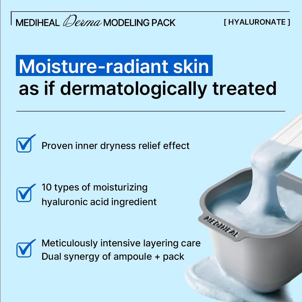 Mediheal Derma Modeling Pack (Hyaluronate) - Deep Hydrating For Moist Skin - Easy DIY Home Spa Kits, Hydrating Icy Jelly Mask For Skin Refreshment - Image 7