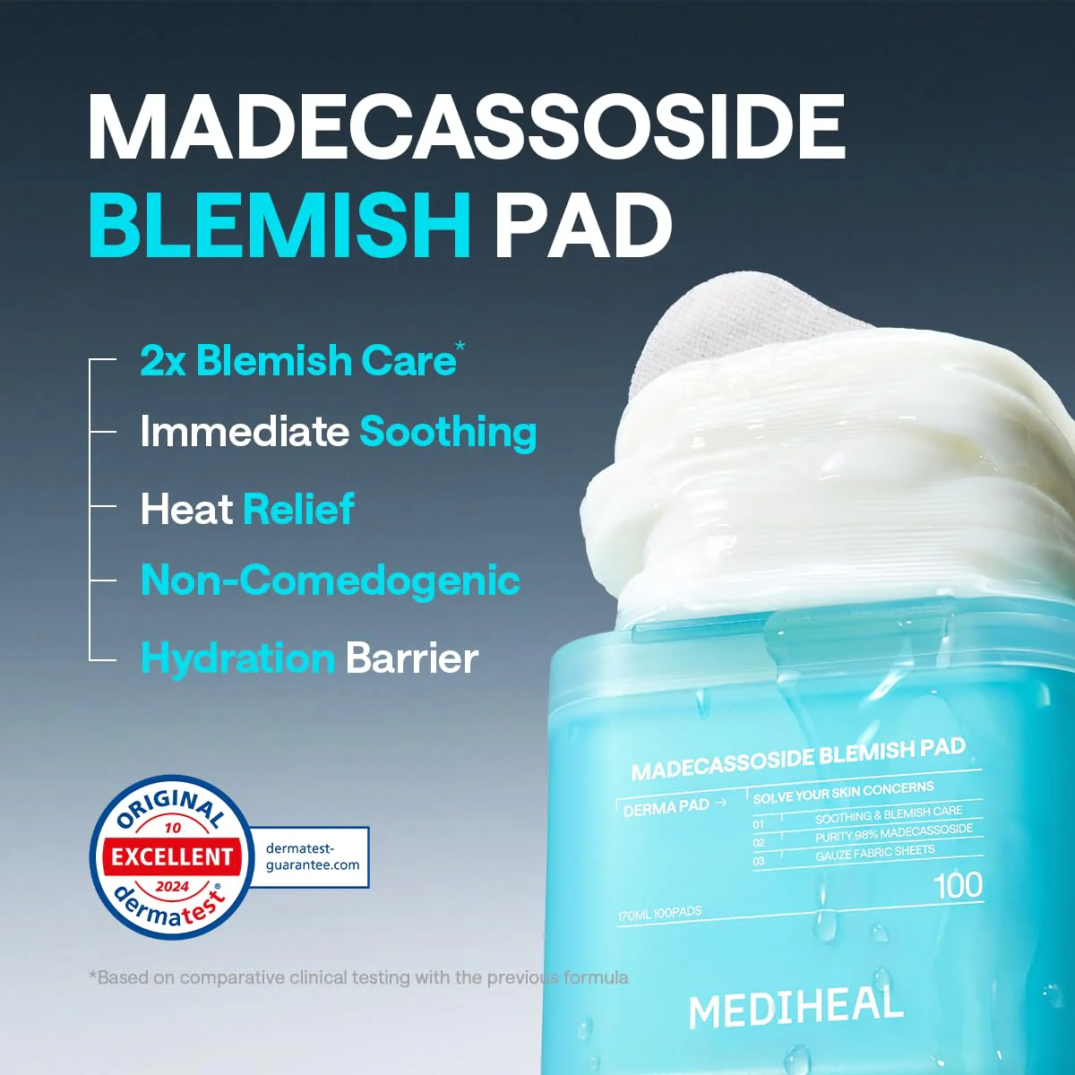 MEDIHEAL Madecassoside Blemish Pad - Square Cotton Facial Toner Pads with Centella Asiatica & Madecassoside – Anti Blemish to Improve Uneven Skin Tone - Vegan Face Gauze Pads, 100 - Image 7