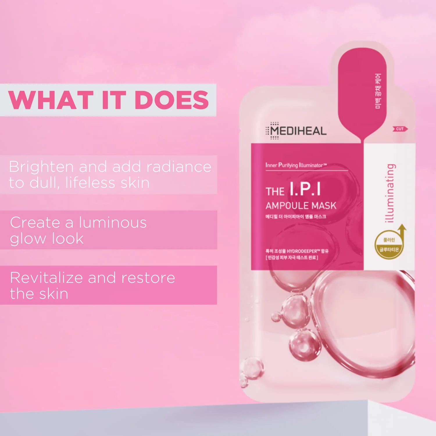 Mediheal Official Best No.1 Korean Sheet Mask - IPI Ampoule Face Mask 10 Sheets For Brightening Radiant for Dull Skin with Niacinamide - Image 4